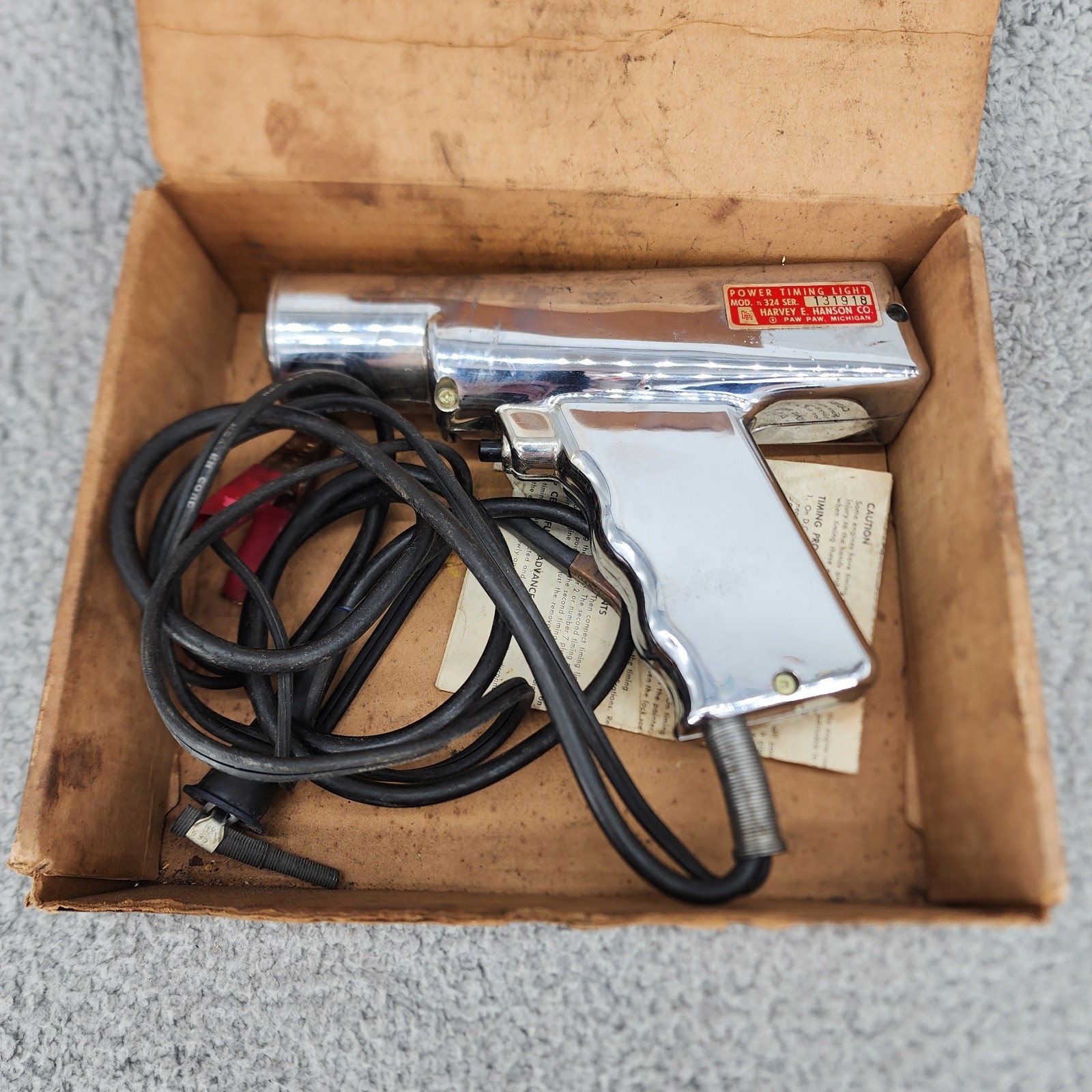 Hanson Deluxe Power Timing Light 324 - UNTESTED - Vintage MCM Mechanic Art Deco