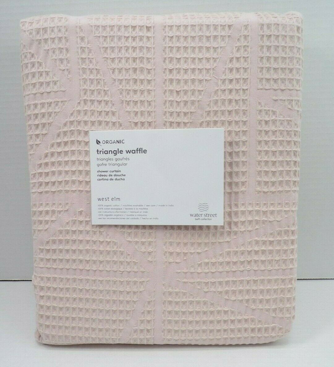 West Elm Organic Cotton Triangle Waffle Shower Curtain Blush Pink 72" #Q126B