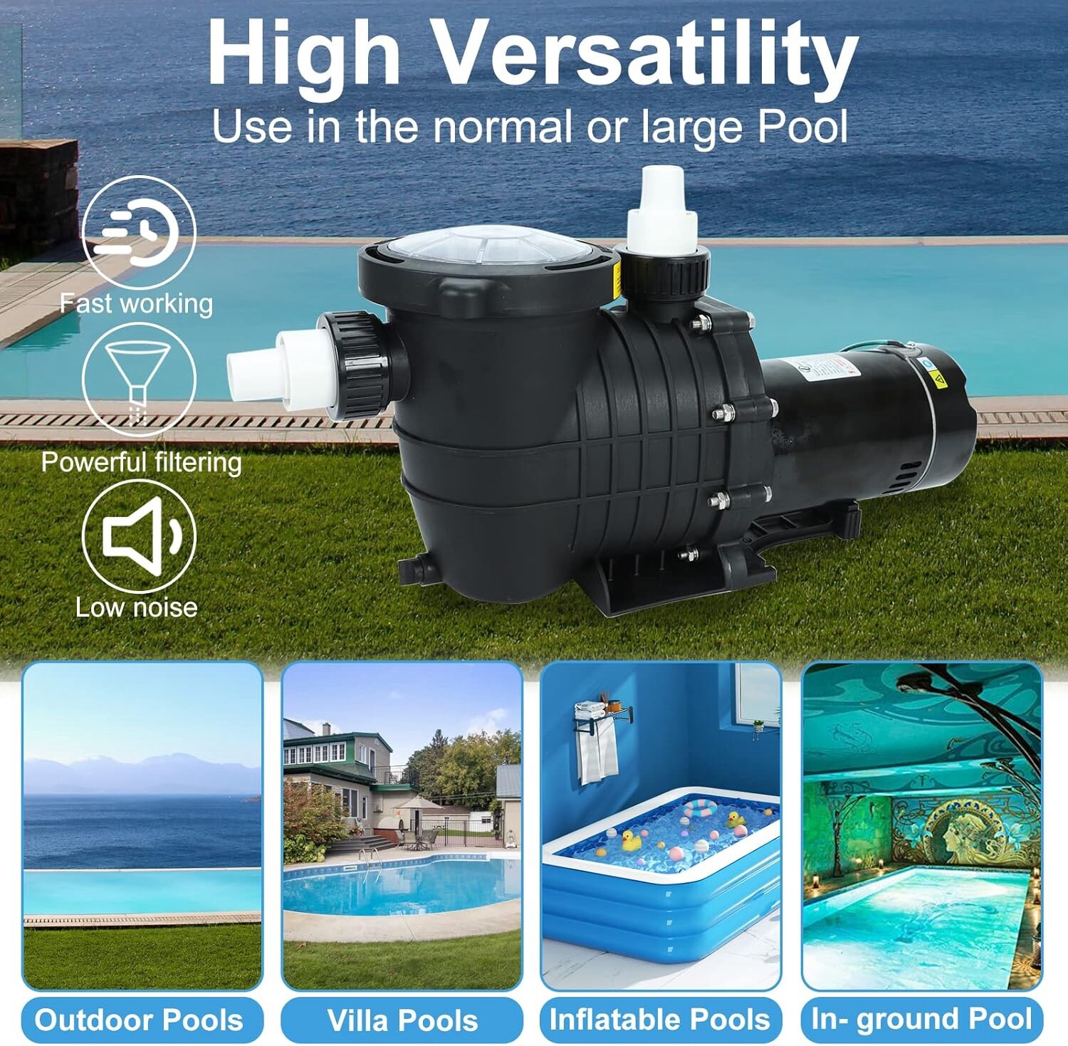 Hayward Swimming Pool Pump 2.0HP In/Above Ground w/ Motor Strainer Filter Basket