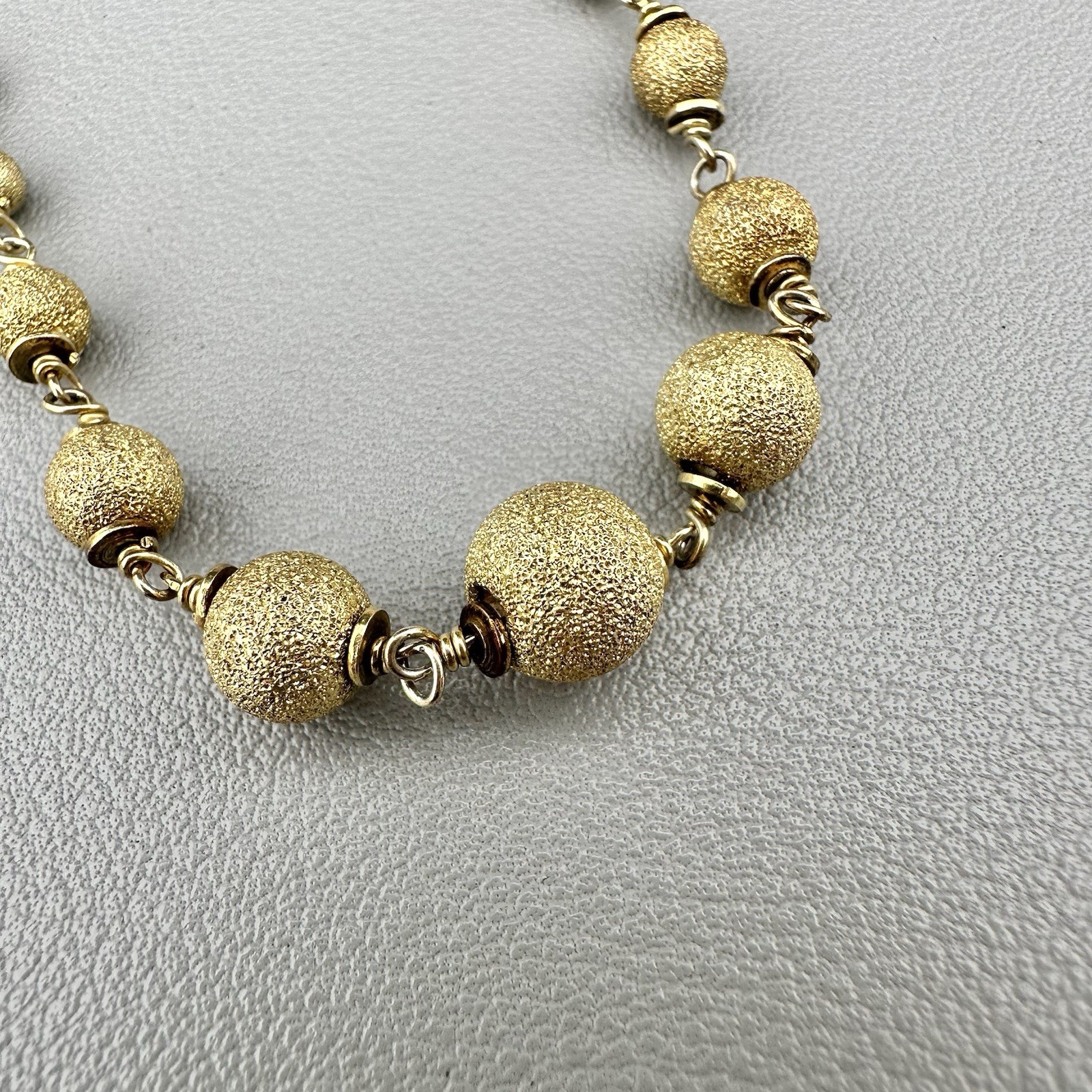 Gold Sterling Silver Stardust Bracelet Ball Beaded 925 Signed STS Vermeil 7.5”