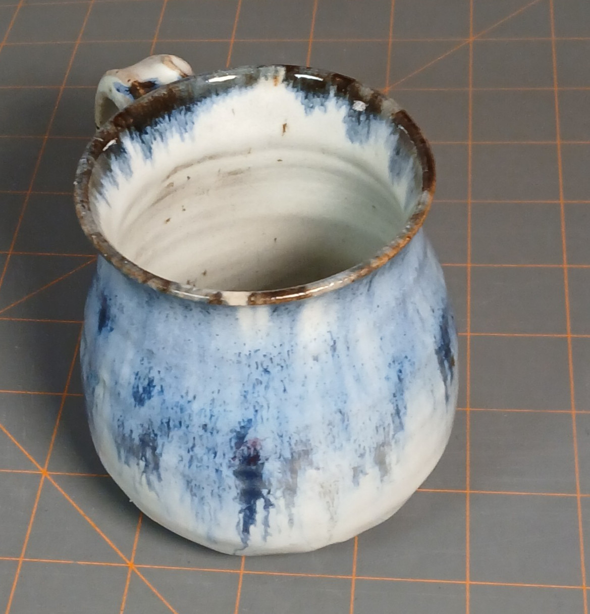 Durango Art Pottery Cup Signed Blue Variegated Drip Glaze