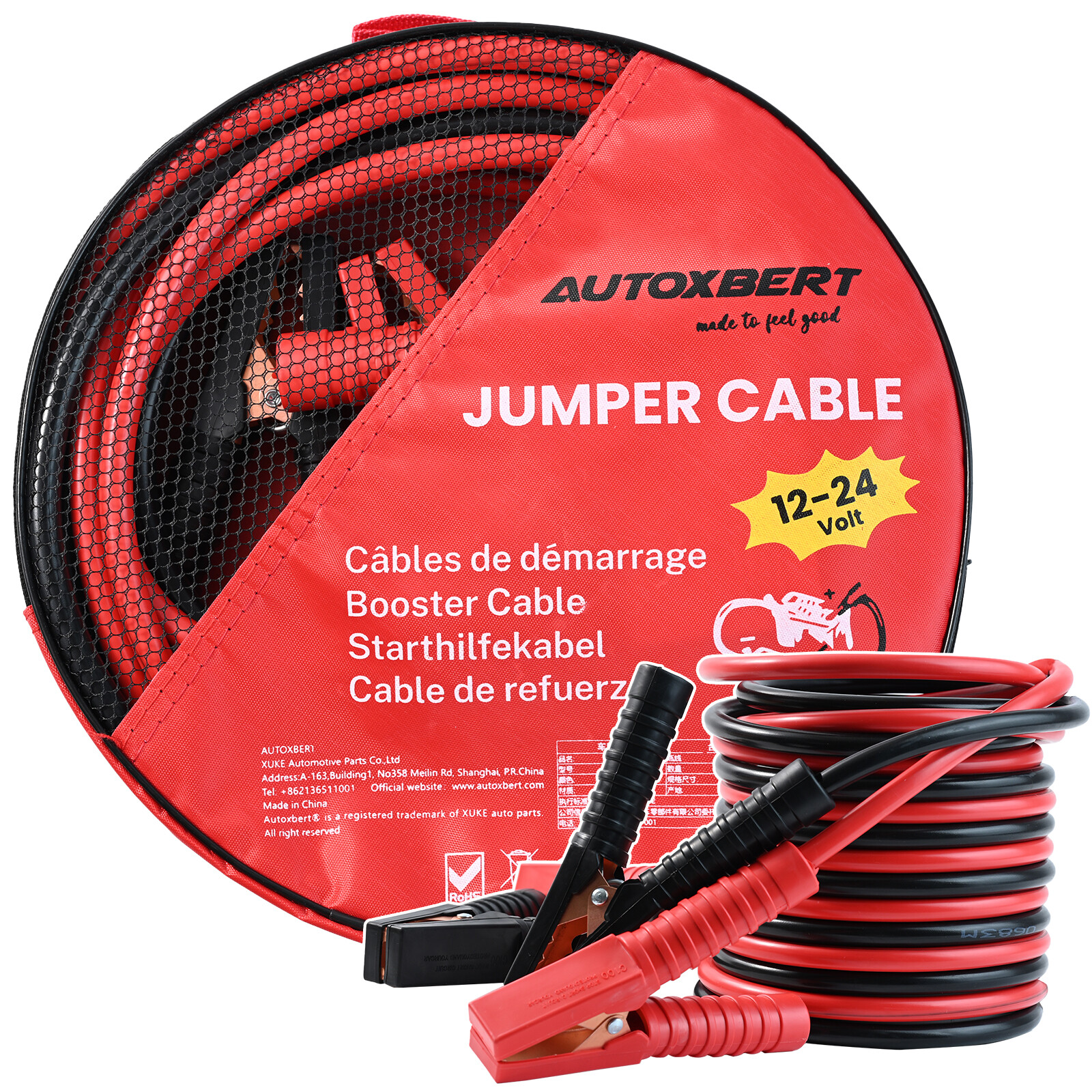 4Gauge 1000AMP Heavy Duty Power Jumper Booster Cables Commercial Grade Battery