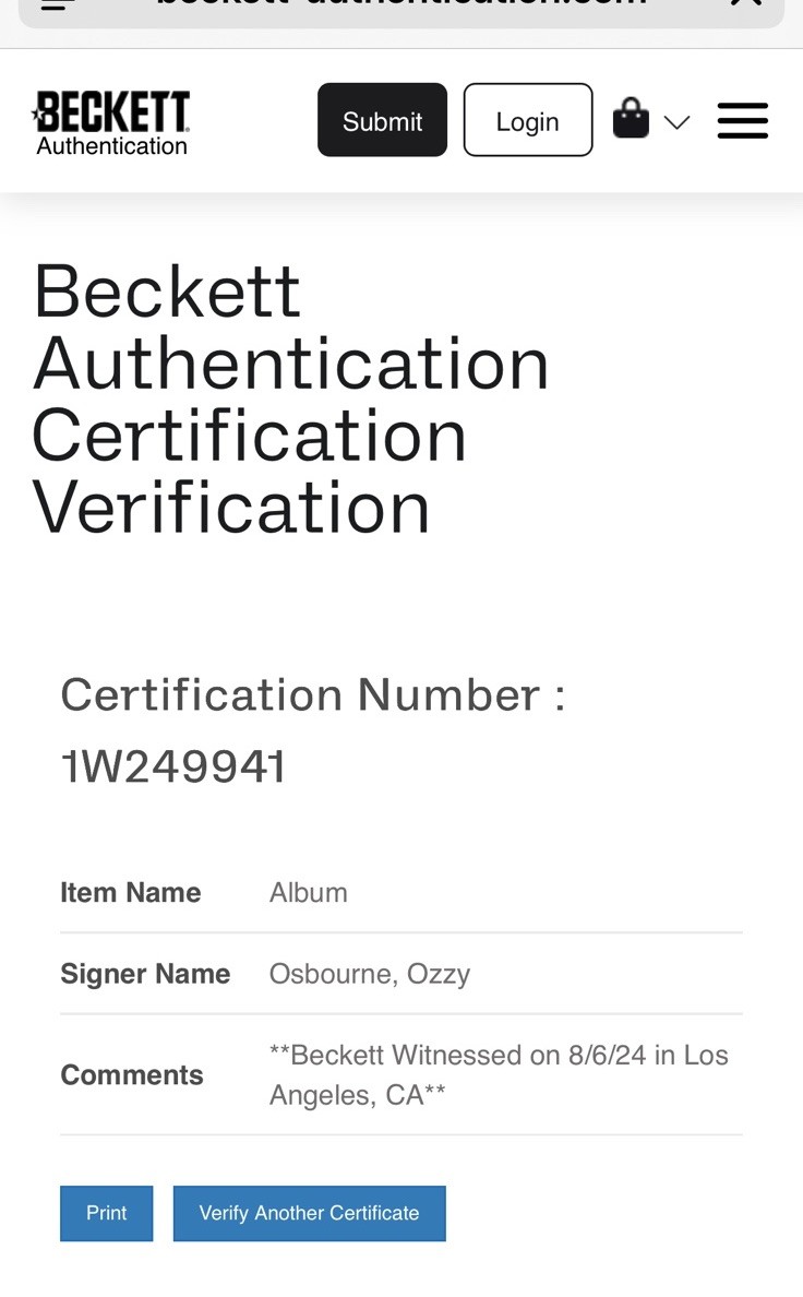 OZZY OSBOURNE SIGNED BLACK SABBATH LIVE VINYL ALBUM BECKETT COA 1W249941