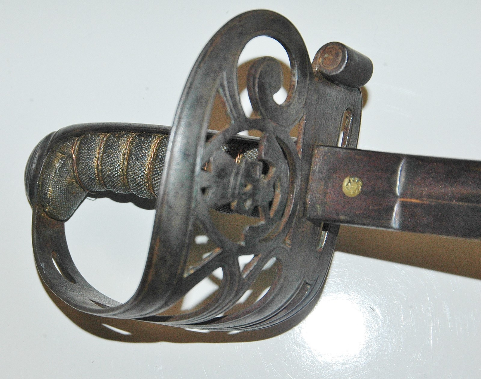 British 1st Surrey Rifles officers sword, 19th century w/ scabbard