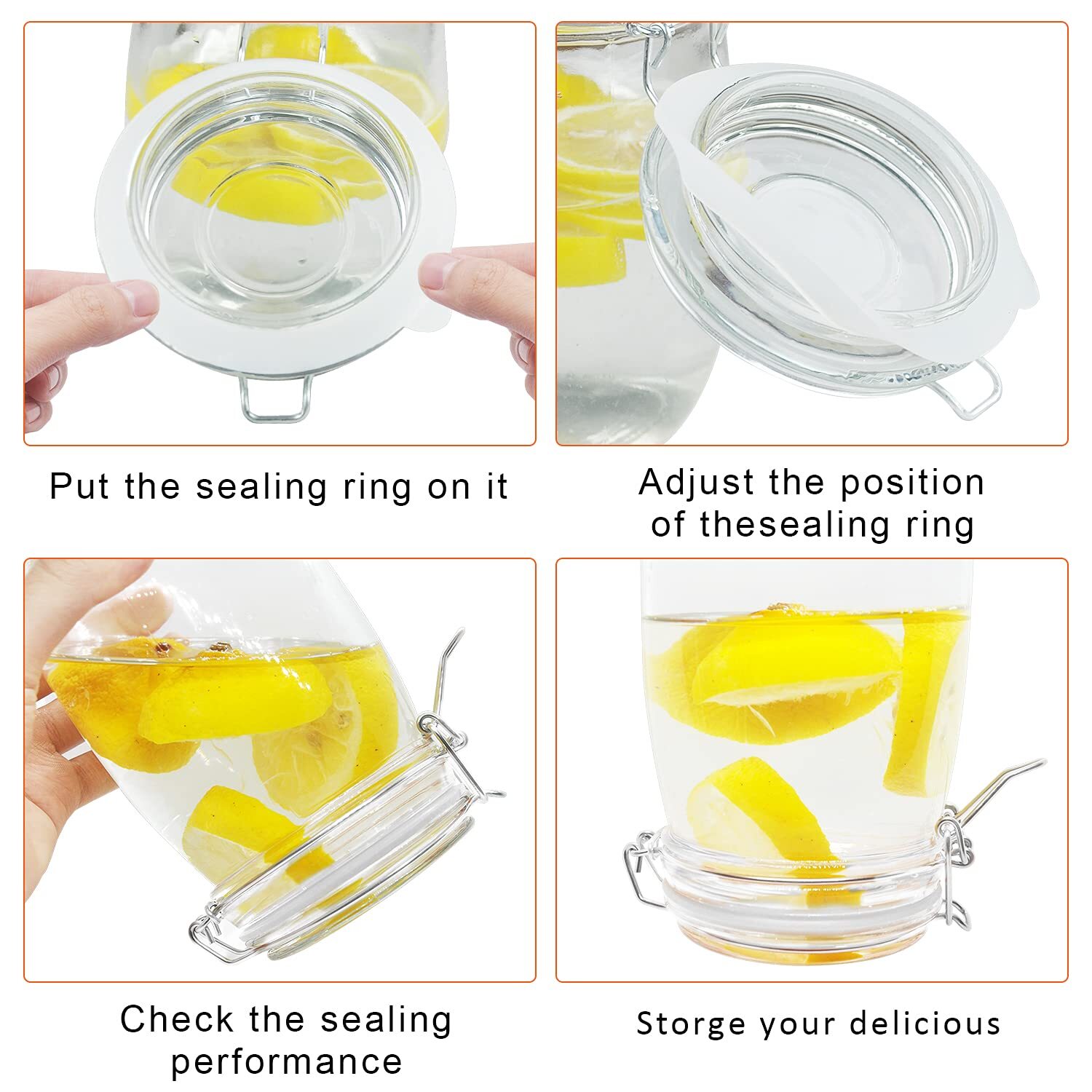 2 Piece Rubber Seal Ring for Glass Jars, Airtight Silicone Replacement Gasket