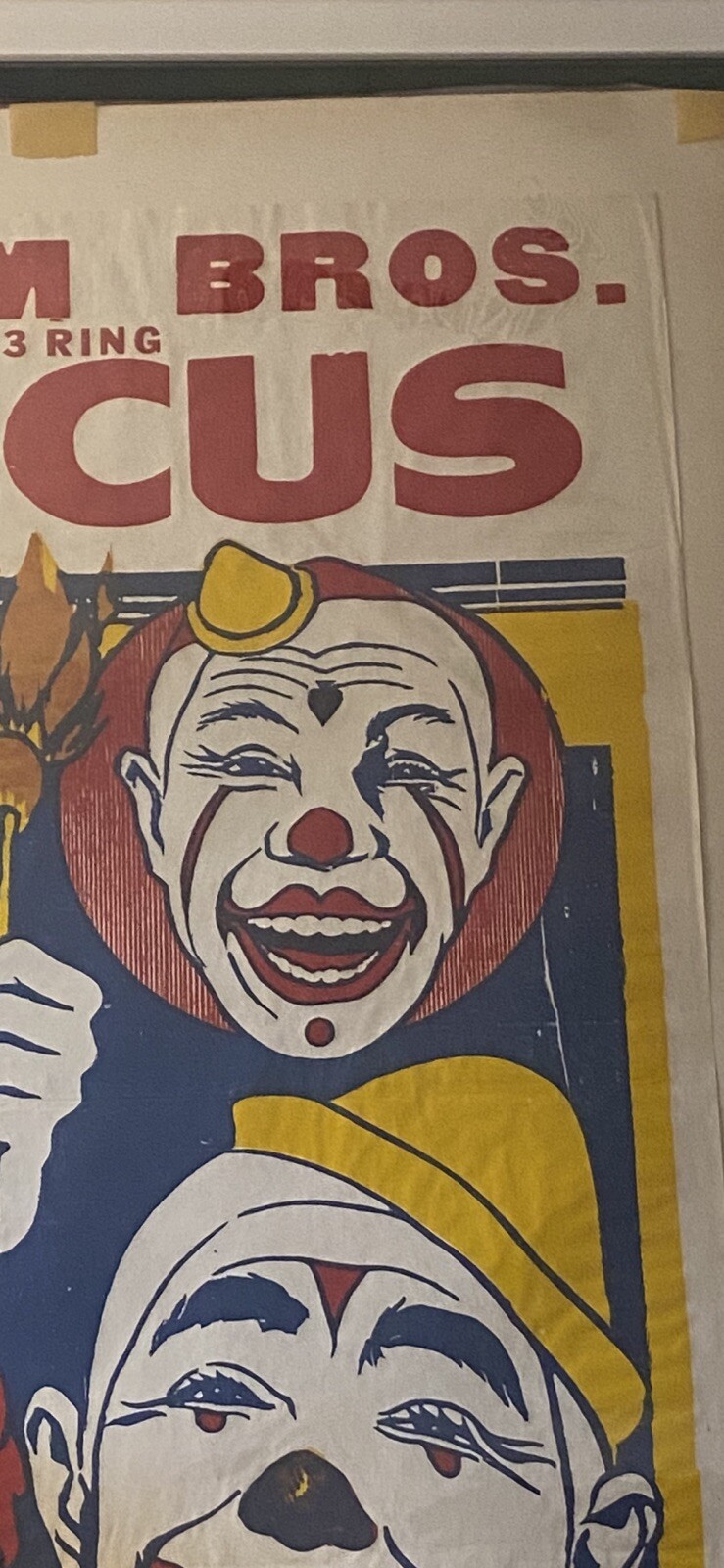 BIRNAM BROS 3 Ring Circus-4 Clown Poster 42”x28” Super Rare Vintage Poster