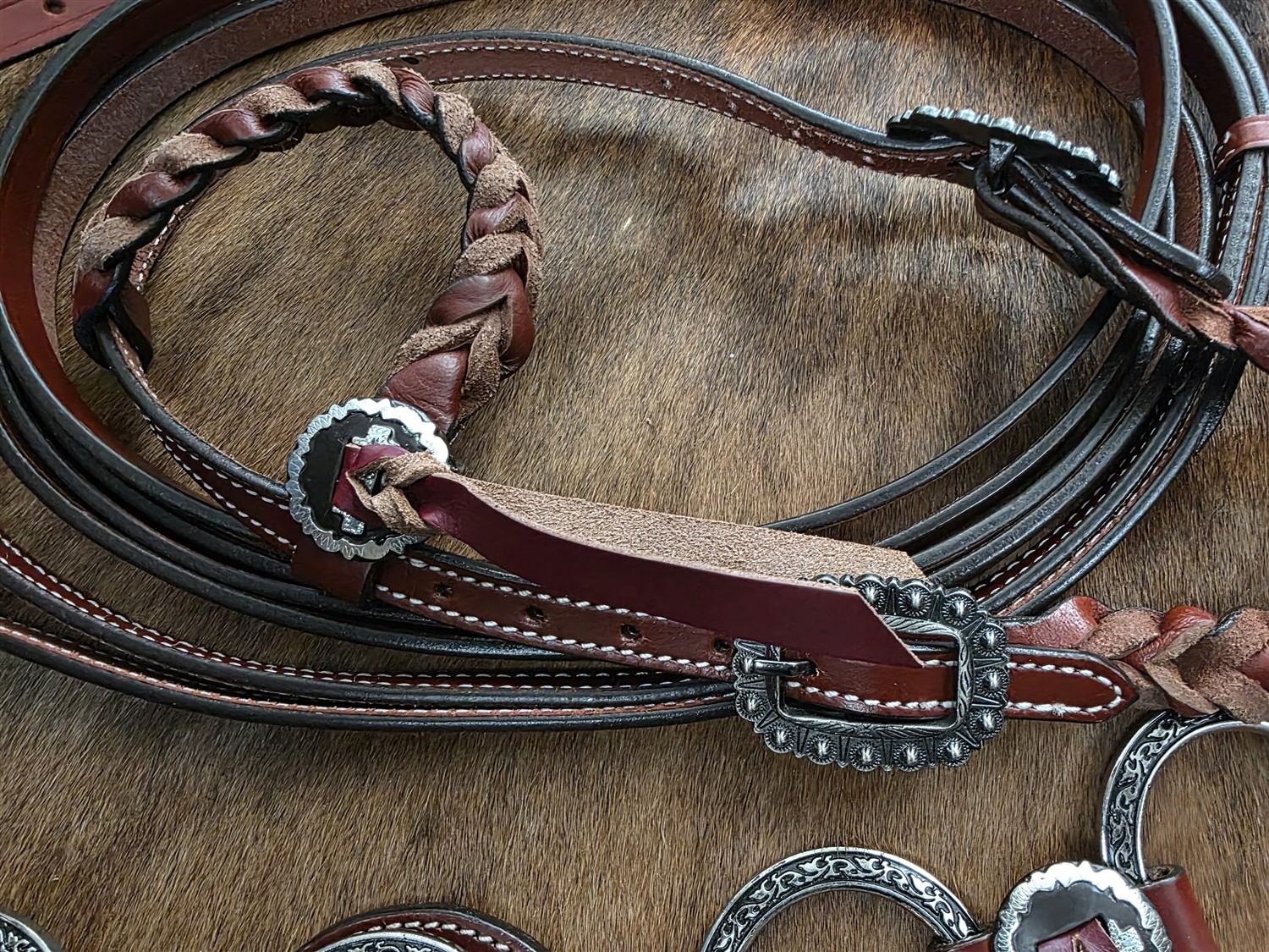 Heritage Metal Ring Headstall, Reins and Breastcollar - Large Silver Rings