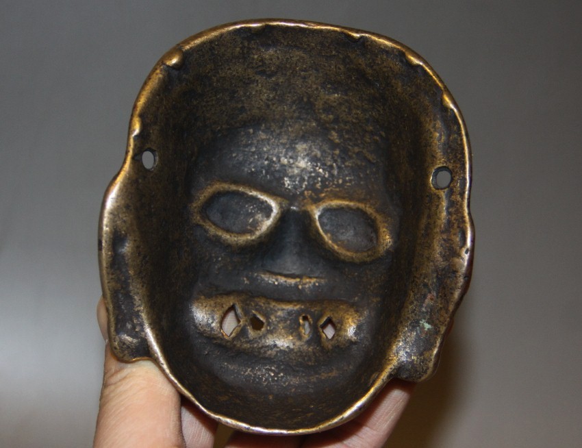 Real Nice Tibet Tibetan Vintage Old Buddhist Alloy Copper Mahakala Offering Mask