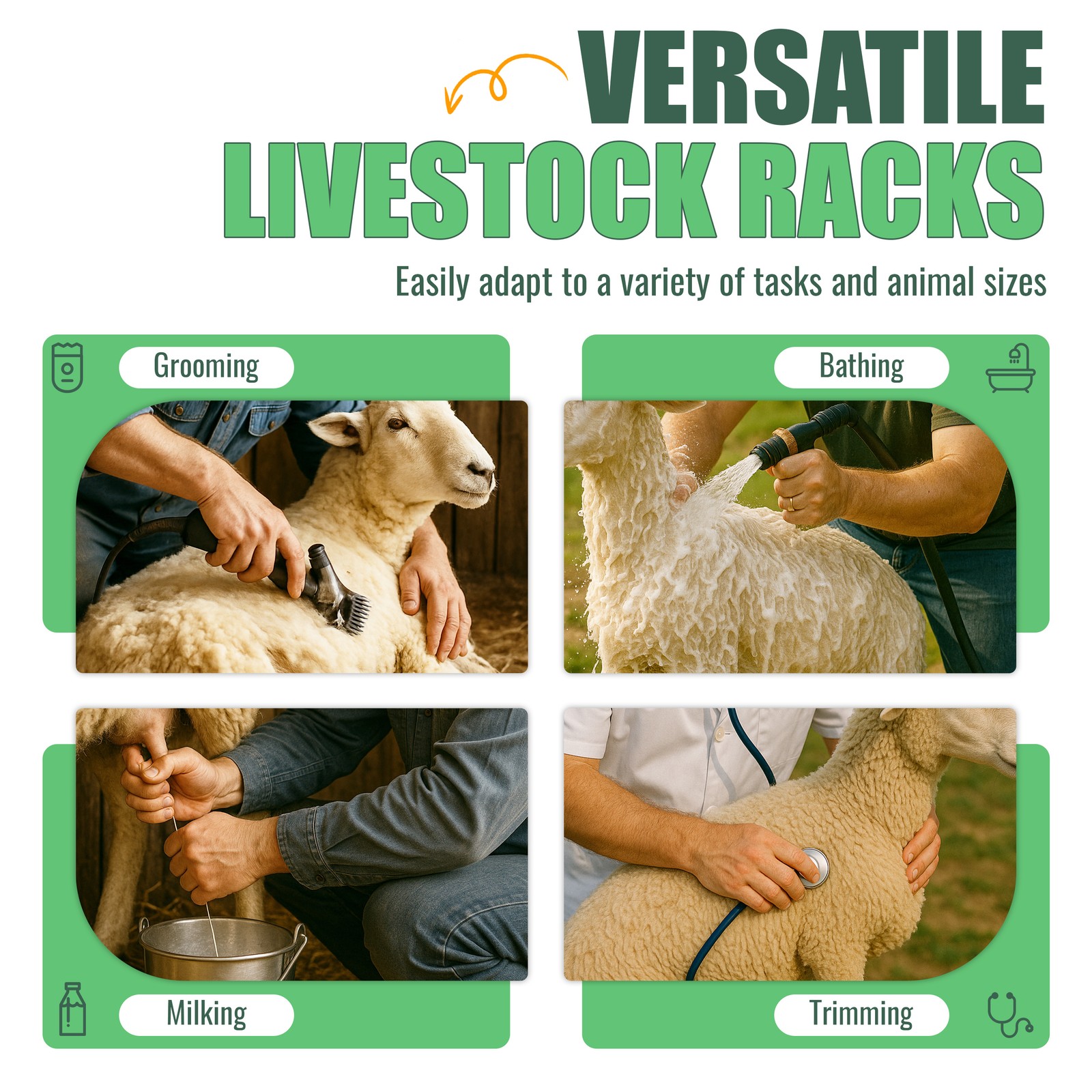 New Black Livestock Feeder Horned Milking Stand Adjustable For Goats & Sheep