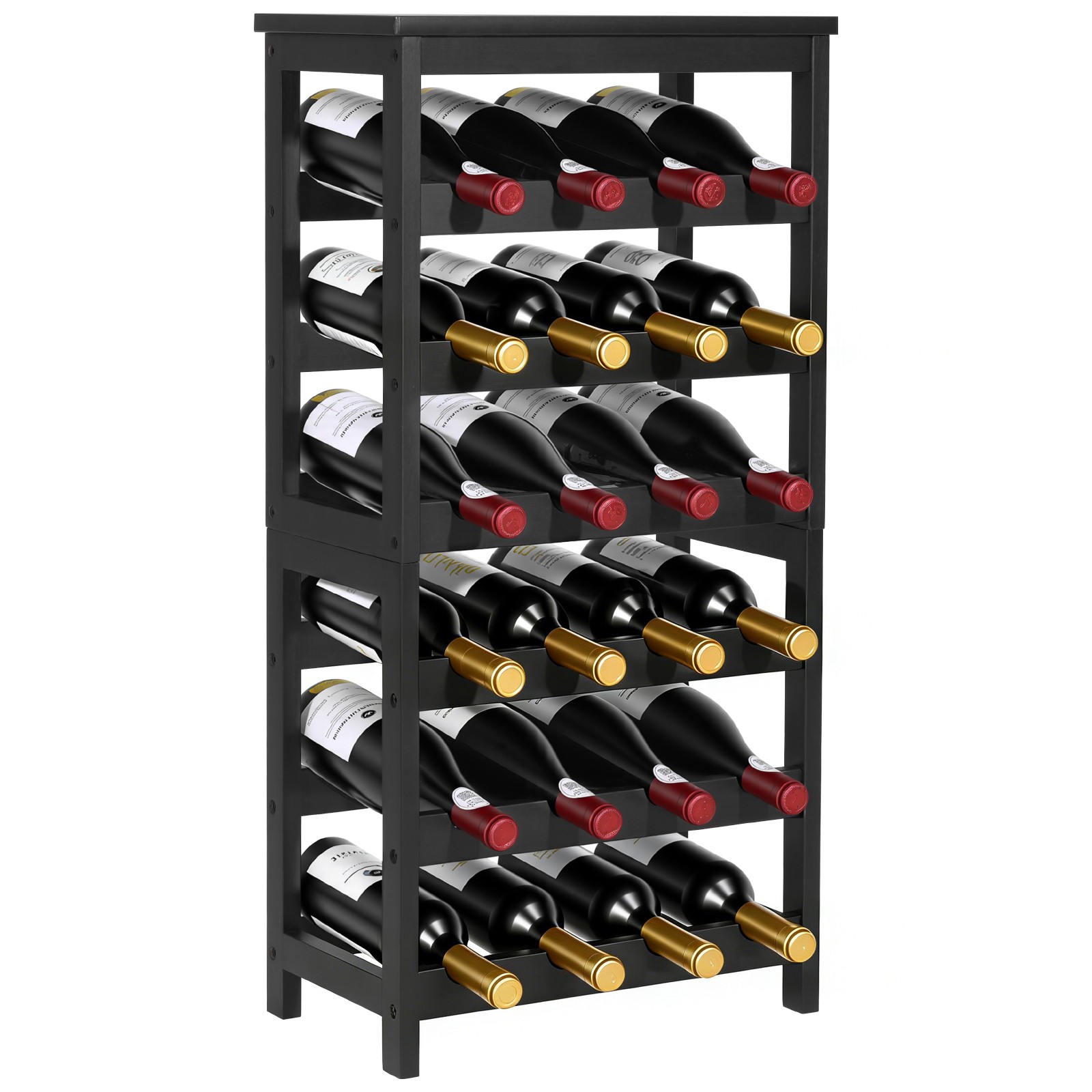 VEVOR 24 Bottle Wine Rack Freestanding Floor Display Storage Shelves 6-Tier