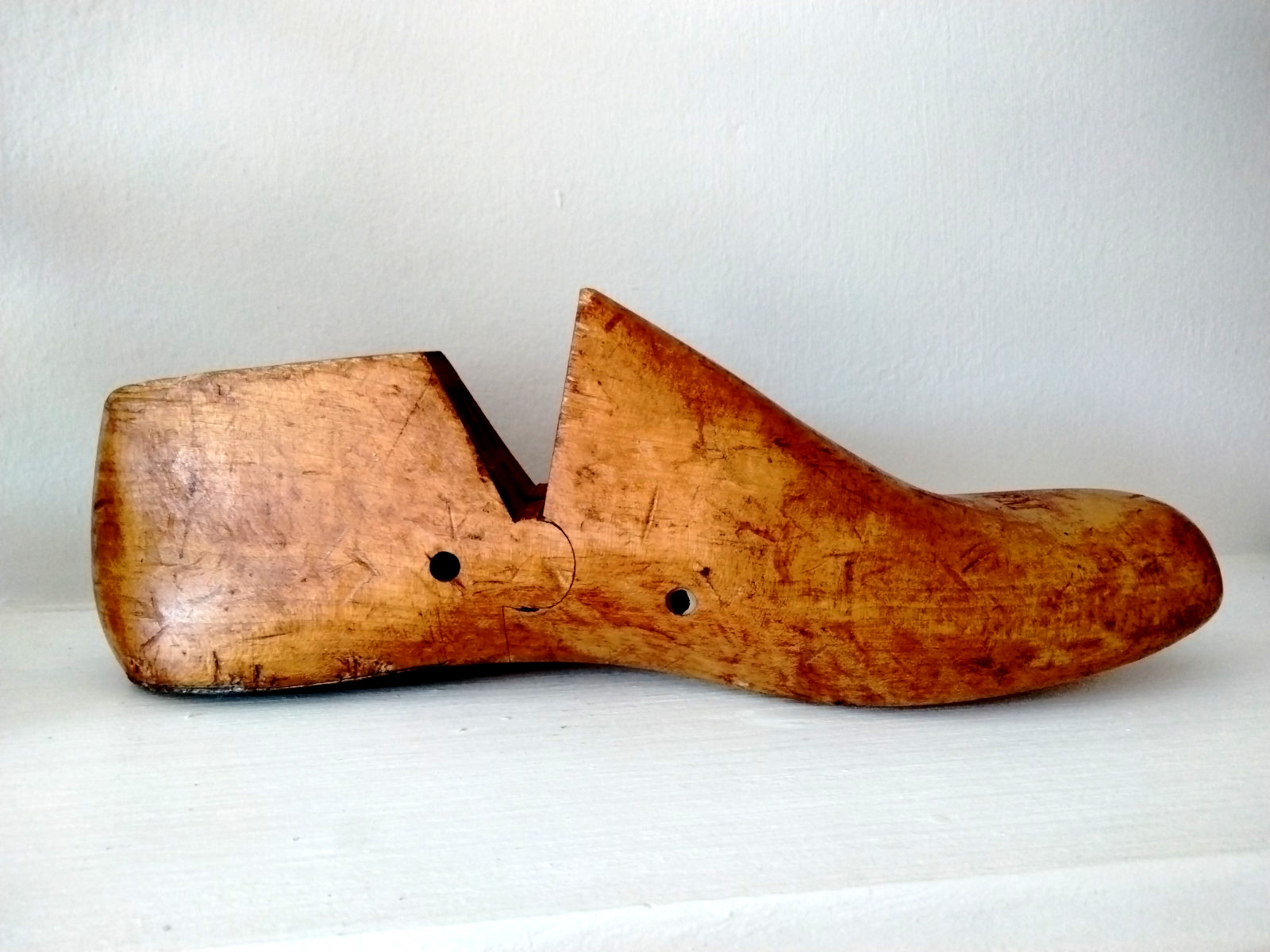 Antique Wood Shoe Mold 8M Industrial Cobbler Form Last #97 STUART Cognac Patina