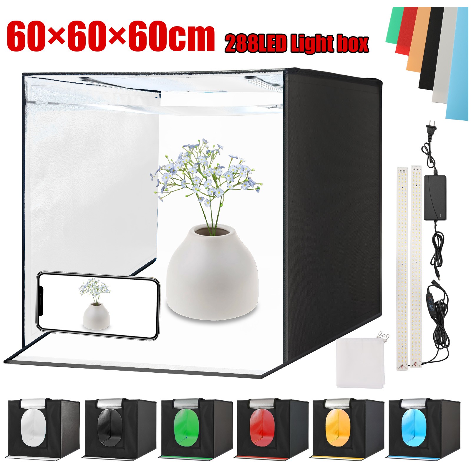 24"x24" Foldable LED Photo Light Box Tent Large Portable Cube Studio Photography