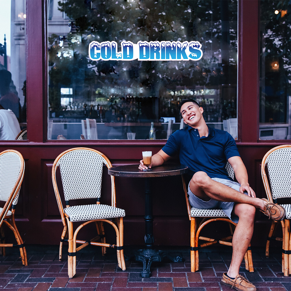 Food Truck Decals Cold Drinks Style B Restaurant & Food Concession Sign White