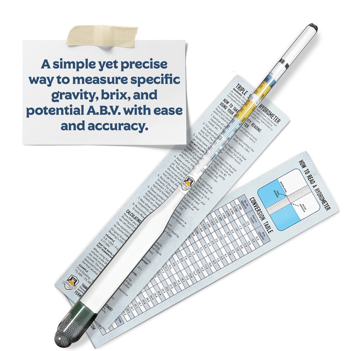 Fermentaholics Hydrometer Kit with Hydrometer, Plastic Test Jar Monitor ABV