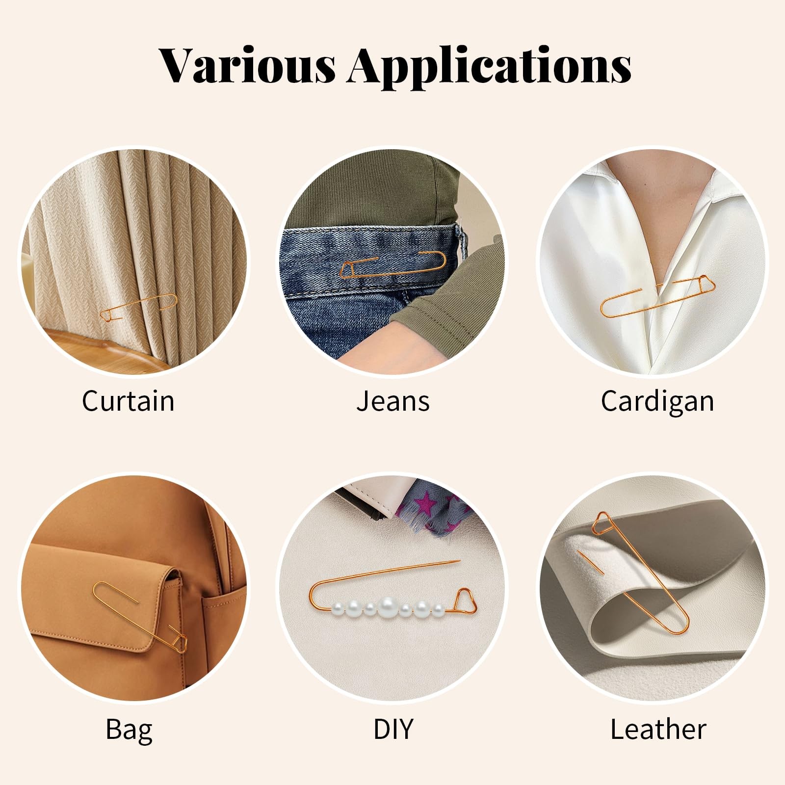 10 PCS Extra Large Safety Pins,Gold Big Safety Pins for Clothes Sweater