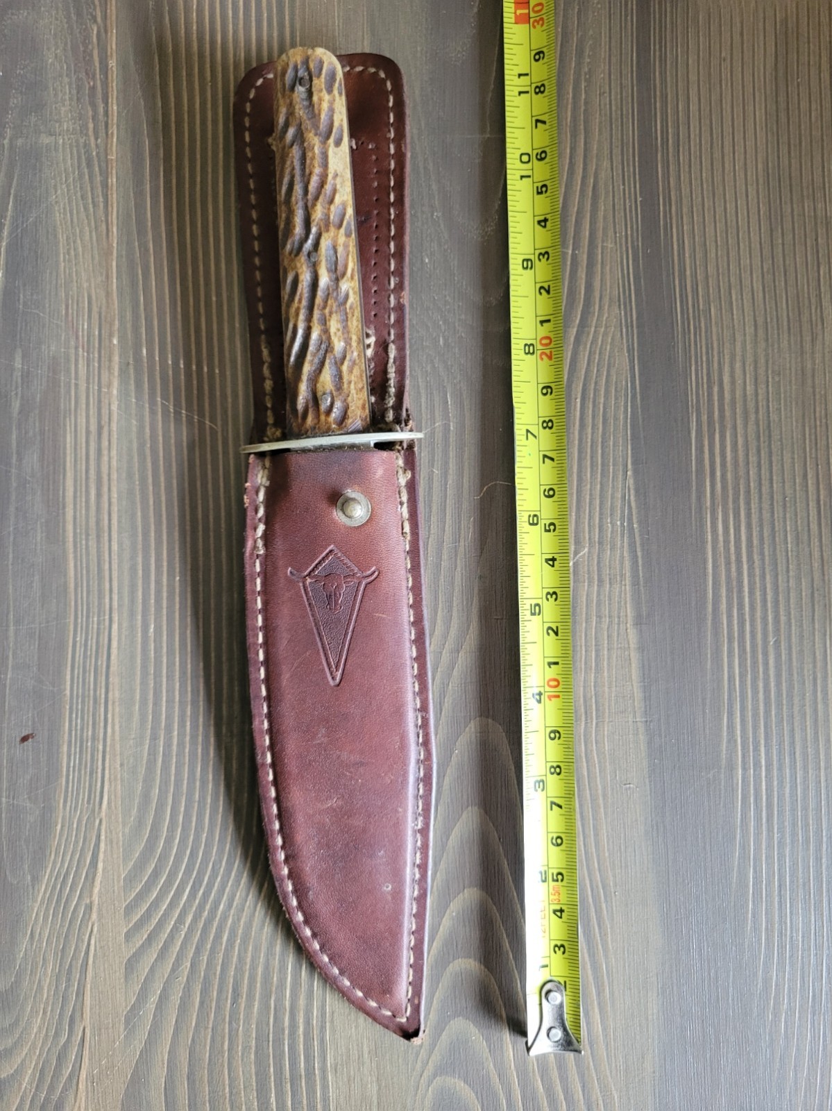 Krane Brand M. Klaas England knife with sheath, used vintage item