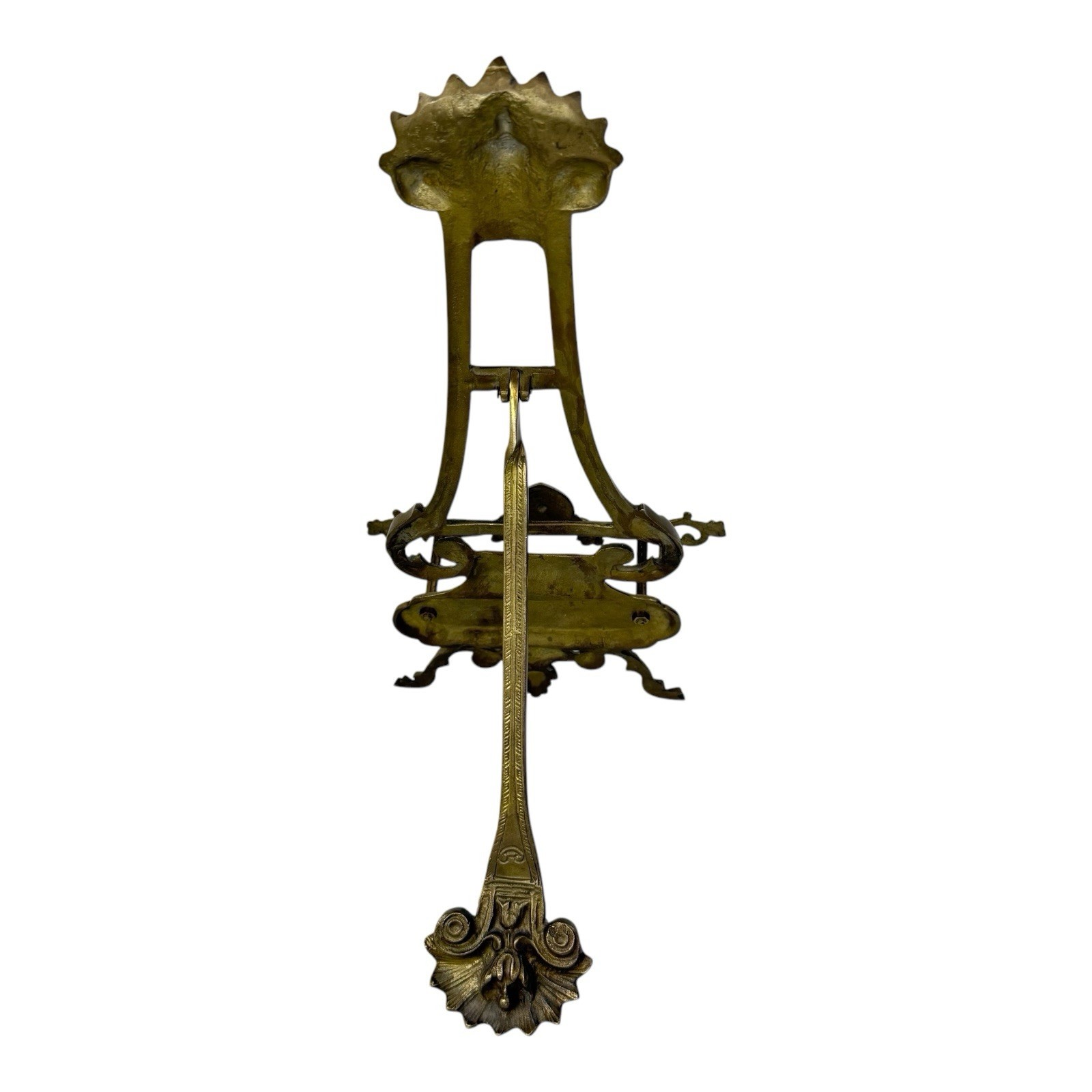 Vintage Large Victorian Style Ornate Brass Tabletop Display Easel