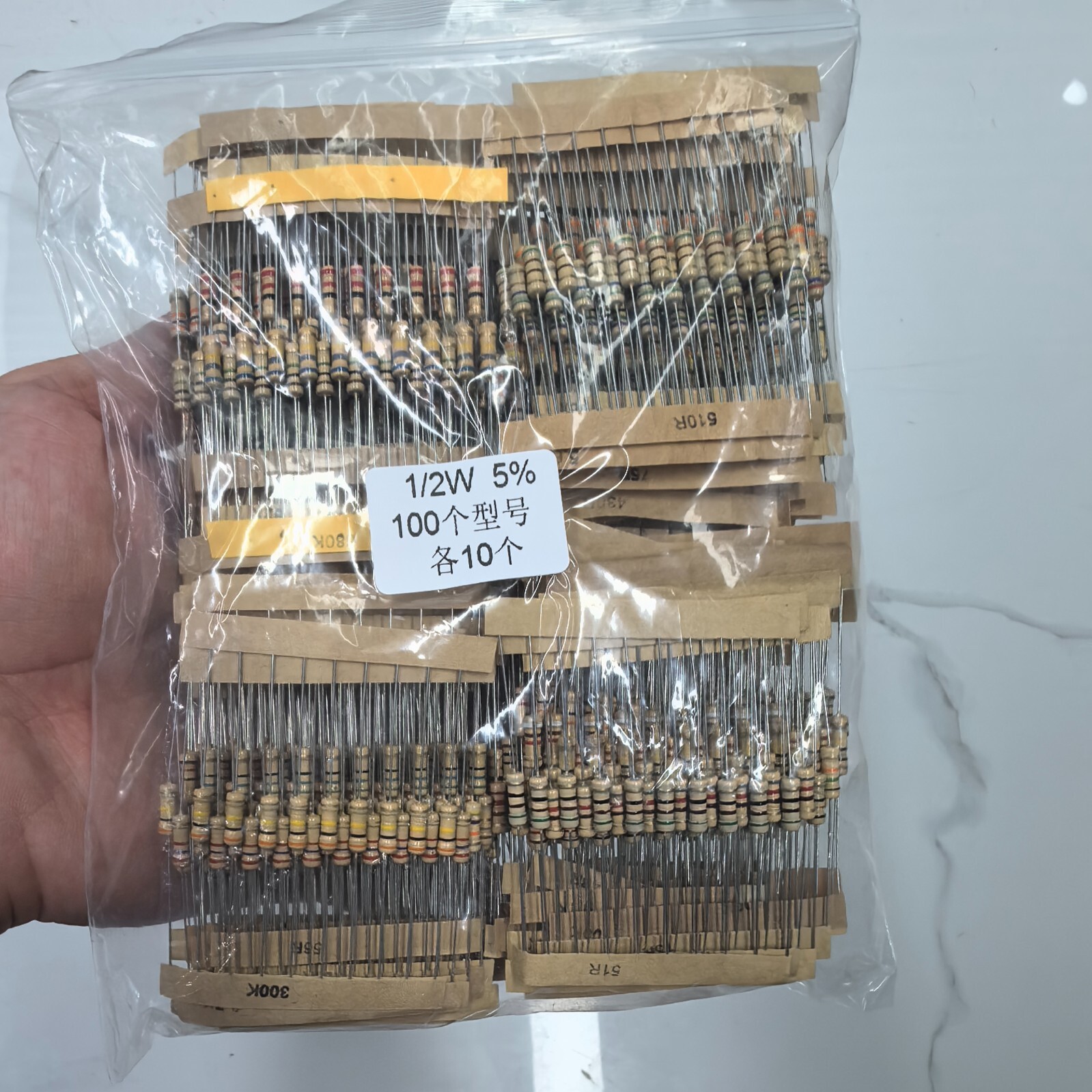 1000pcs 100 Values Resistor Kit 1/2 Watt Resistors Kit Resistors Assortment kits