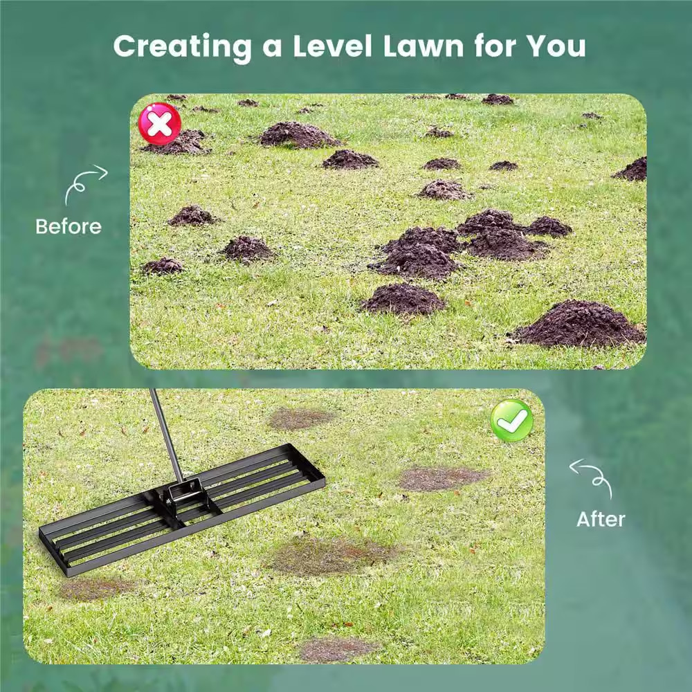 Lawn Leveling Rake 67 In. X 42 In. X 10 In. Heavy Duty Level Lawn Tool for Garde