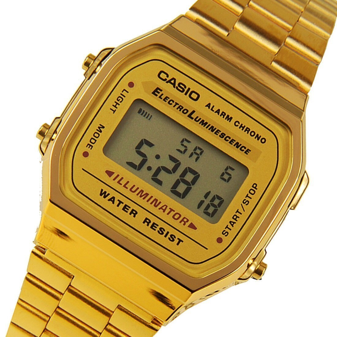 USA MEN'S GOLD TONE STAINLESS STEEL DIGITAL WATCH A168WG CASIO-New