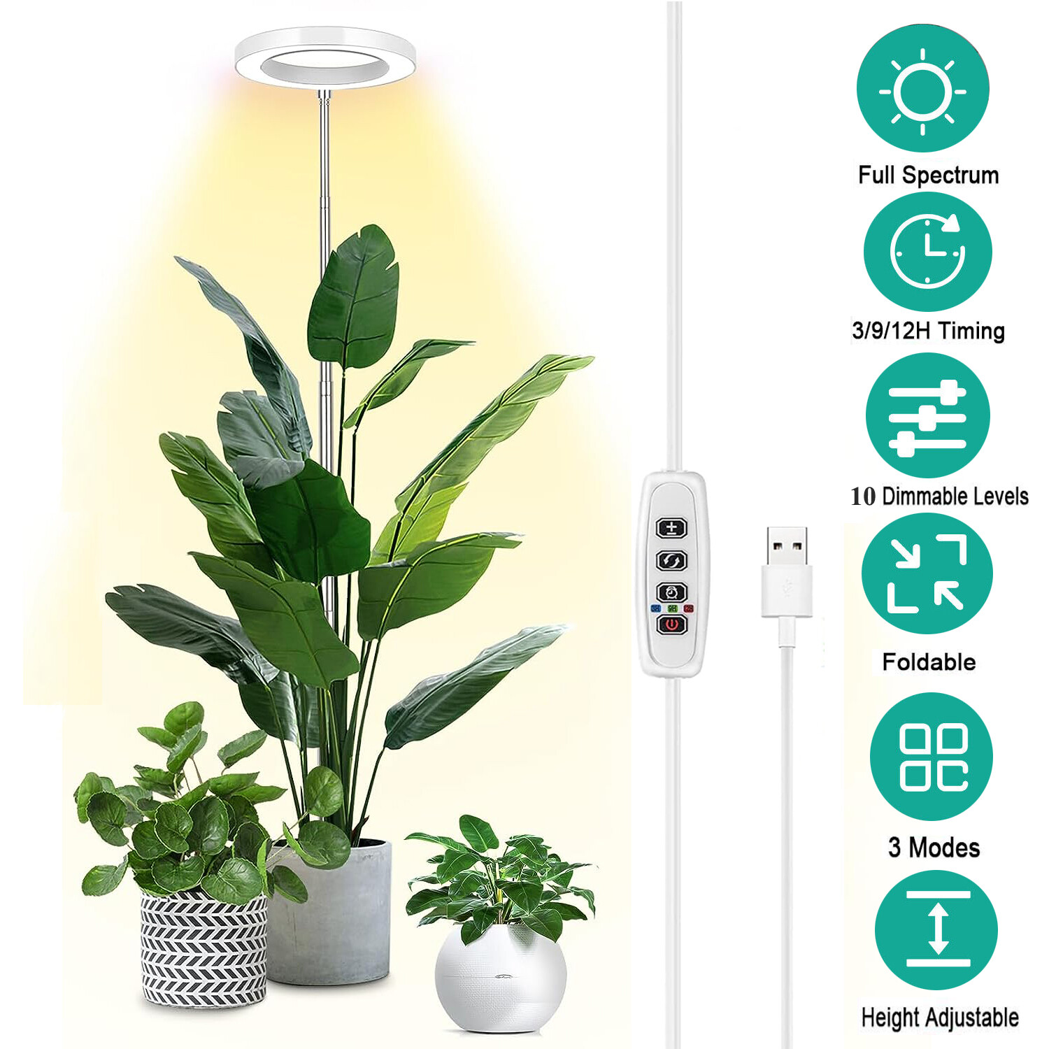 LED Grow Light Full Spectrum Indoor Plant Lamp with Timer