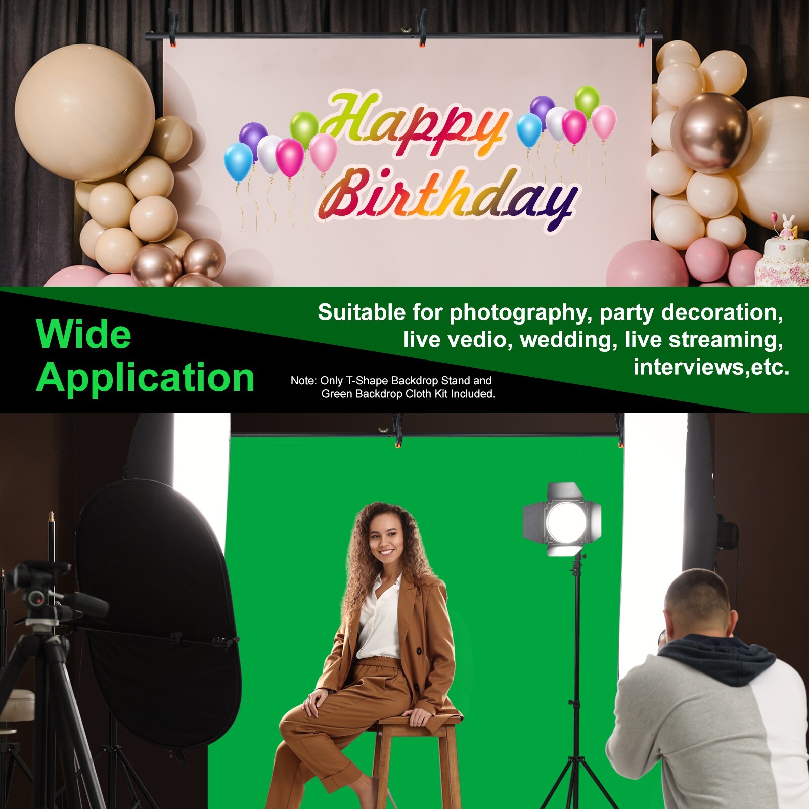 LINCO Photo T-Shape Backdrop Stand Background Backdrops Support Kit - AM207