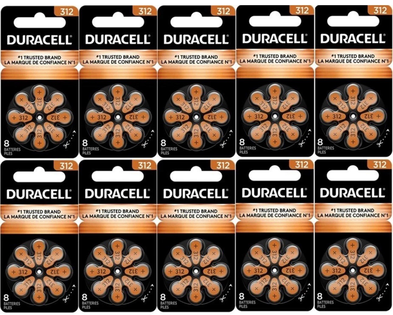 Duracell Hearing Aid Batteries: Size 312 *Child Resistant Pack* (80 Batteries)
