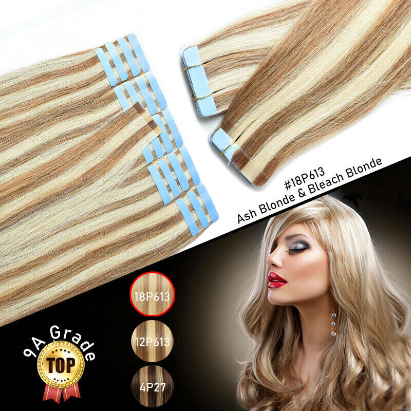 Seamless Tape in Human Hair Extensions Skin Weft Tape-on Real Thick Hair 16-26in