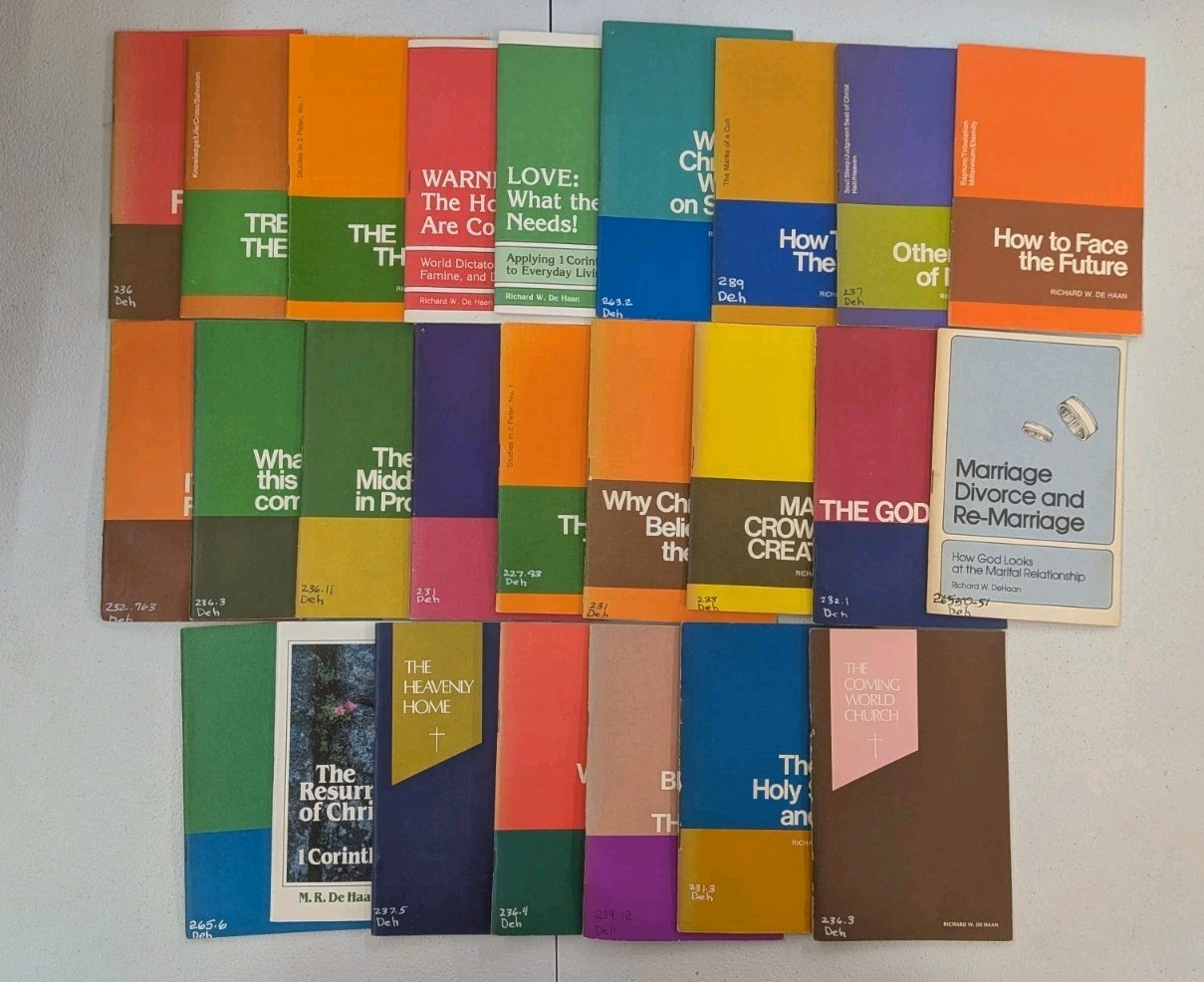Lot of 23 Richard W. DeHaan Radio Bible Class Booklets