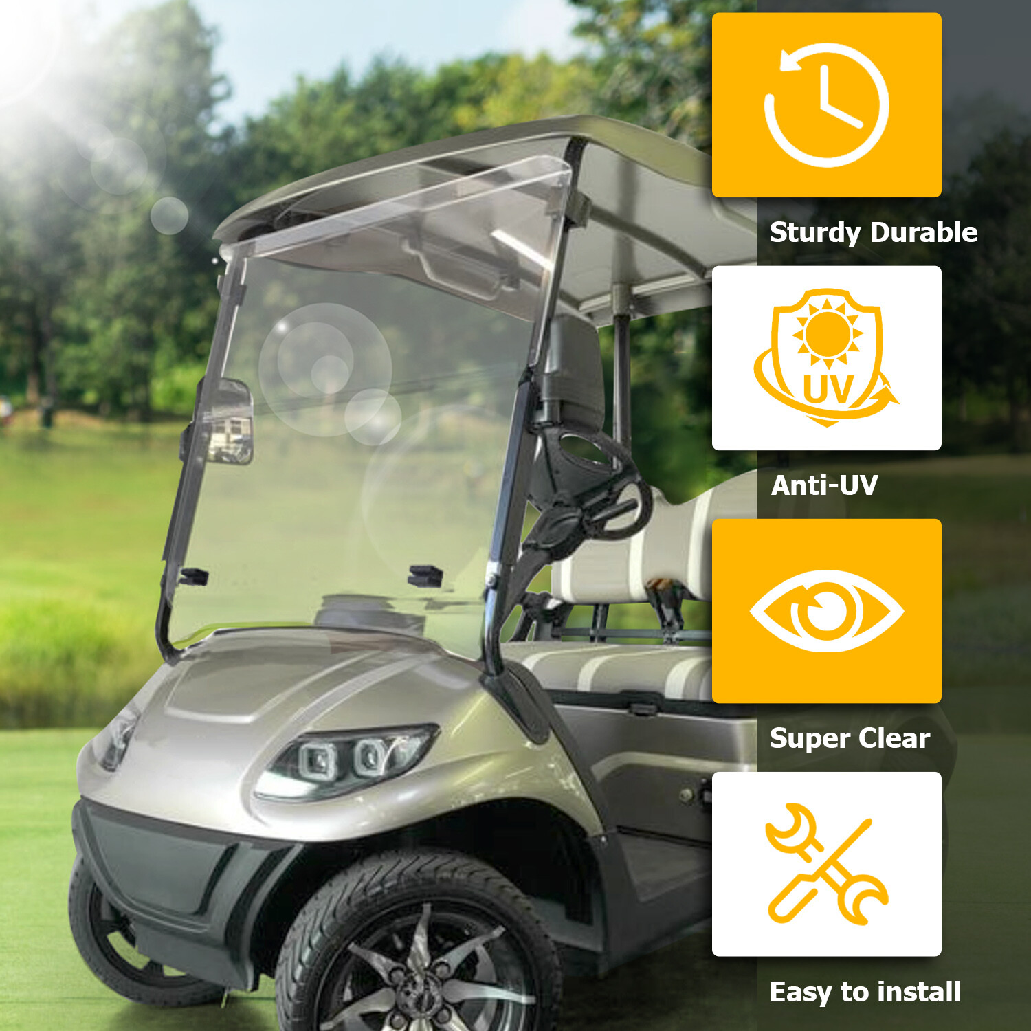 For ICON I20 I40 I60 I20L I40L I60L Golf Cart Folding Clear Windshield PC New