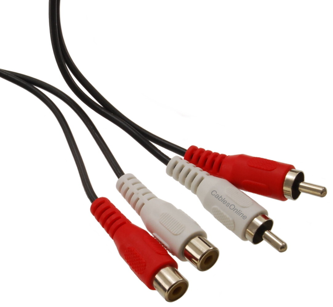 2-RCA Male to 2-RCA Female Red/White Stereo Audio Extension Cable
