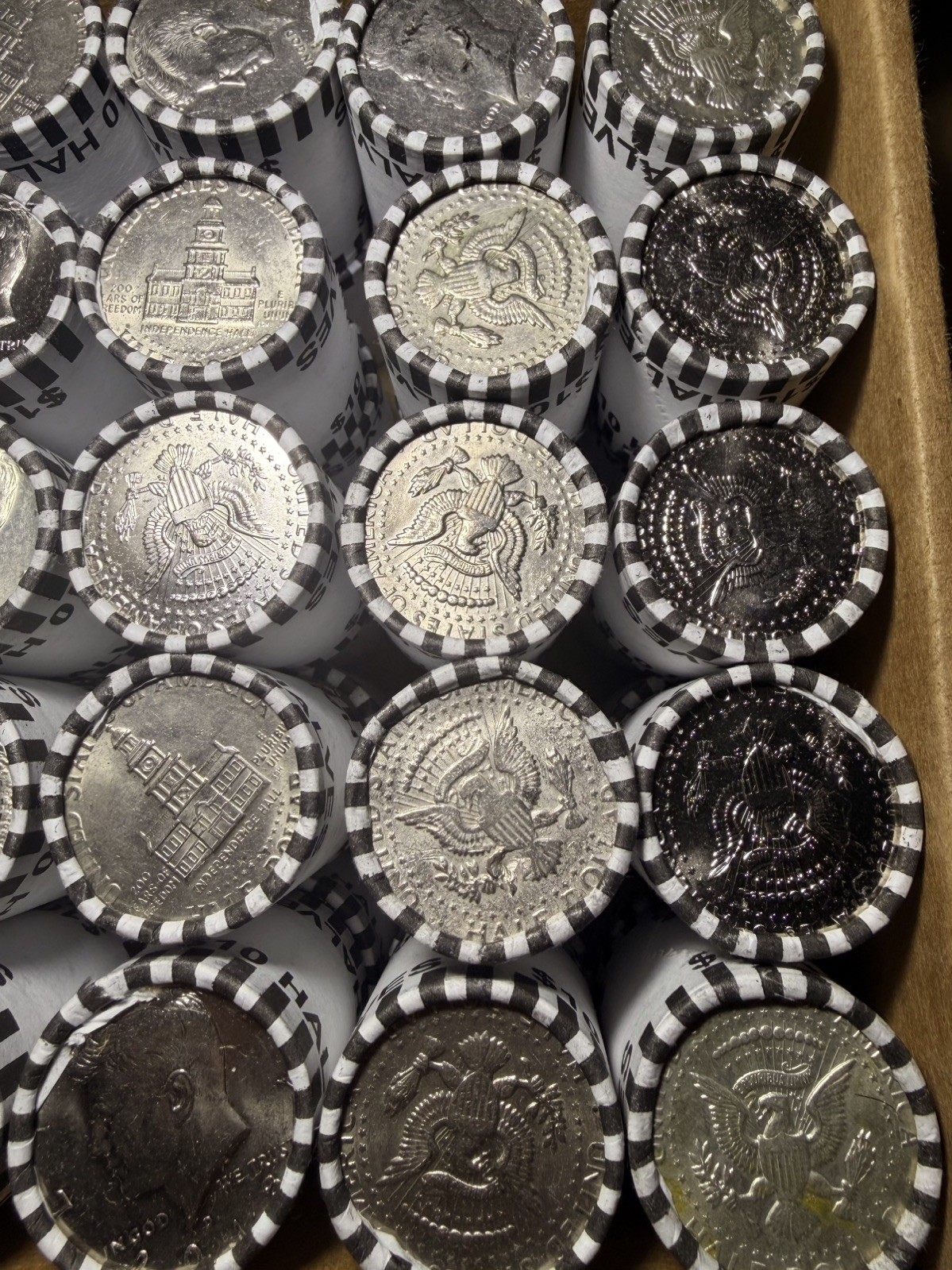 Lot of 5 Rolls Kennedy Half Dollar Coins $50FV OBW (Unsearched) Bank 100 coins!