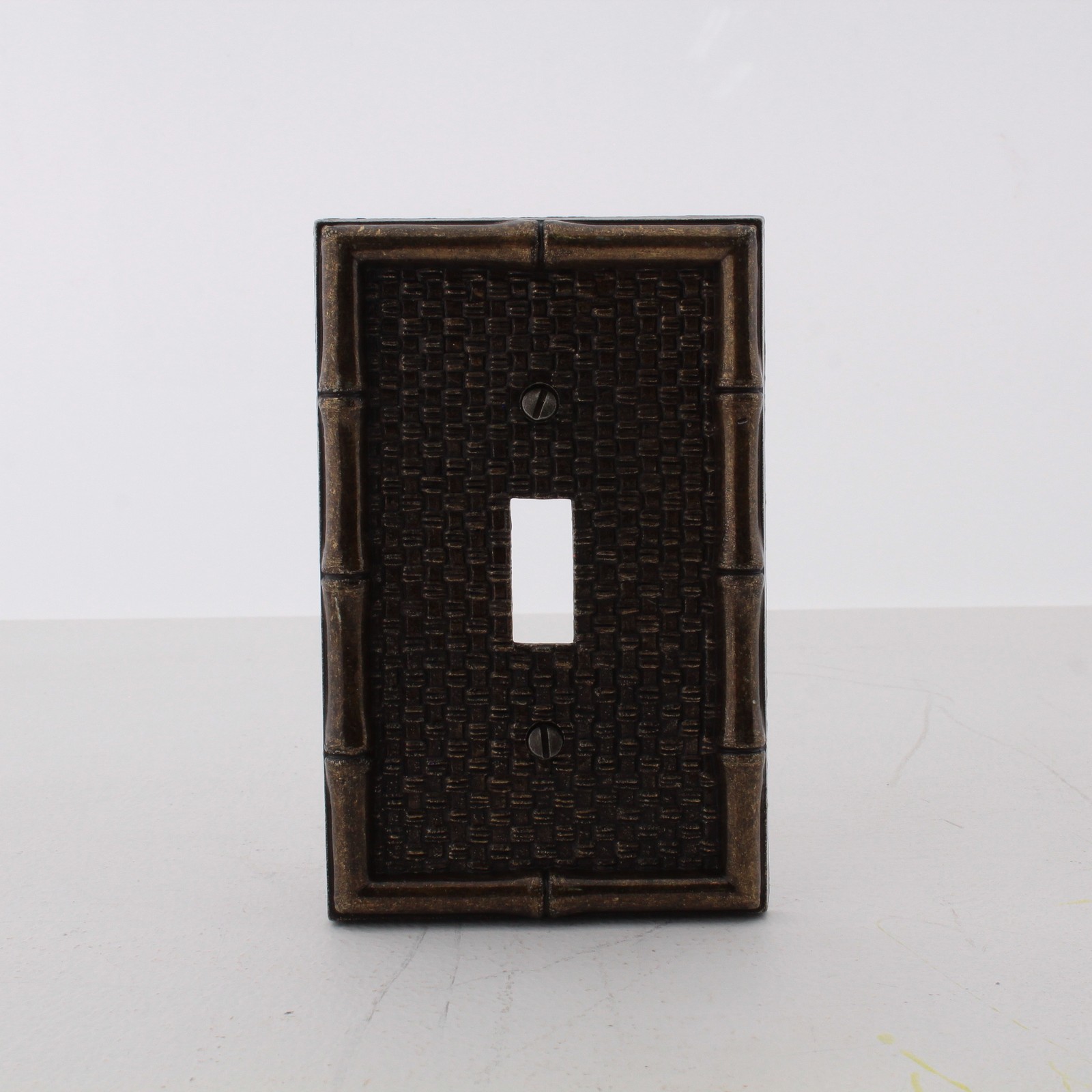 Leviton Antique Brass Finish Bamboo Tiki Metal Switch Cover Wall Plate 89601