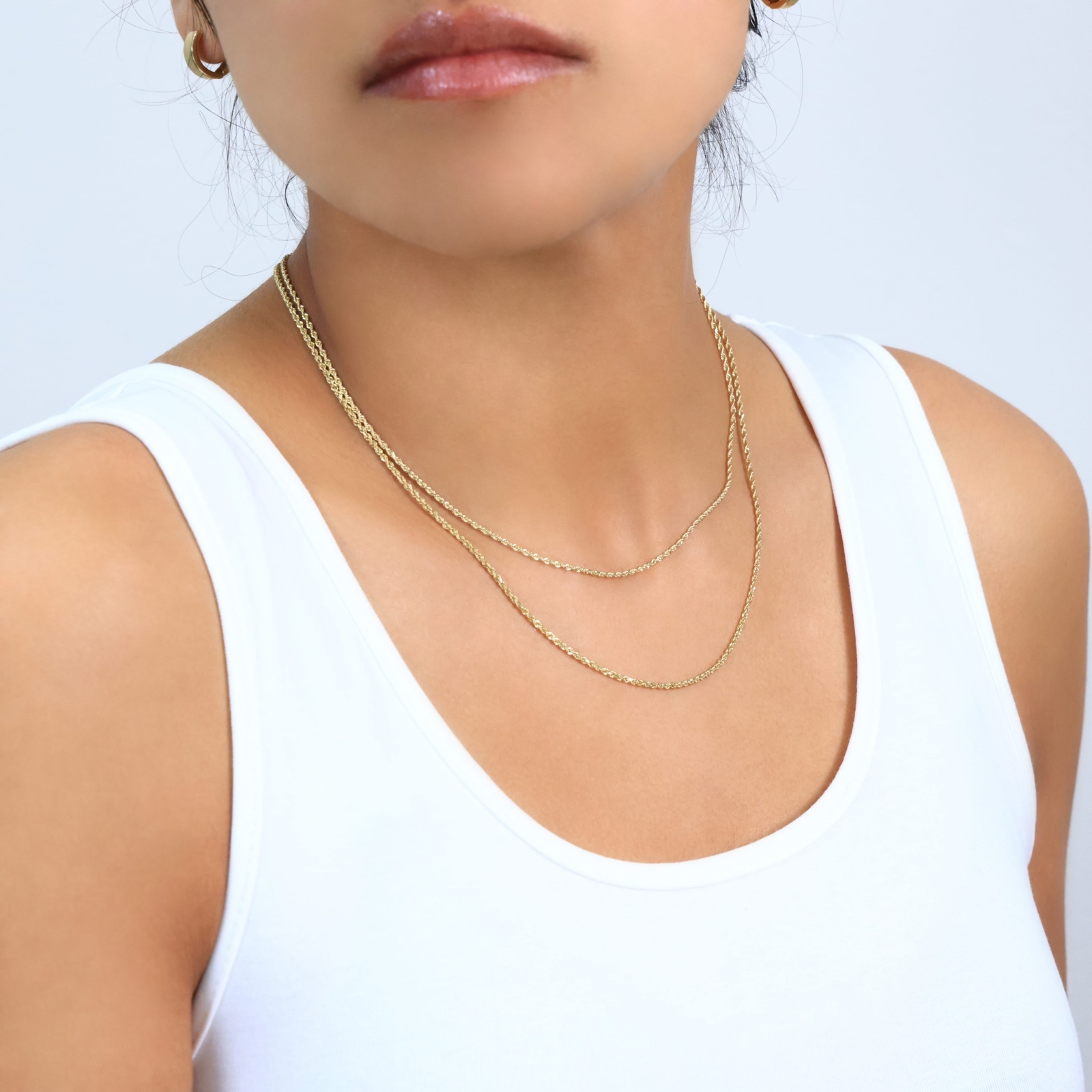 14K Yellow Gold Diamond Cut Rope Chain Necklace 1.5mm - 5mm, Men Women 16"- 30"