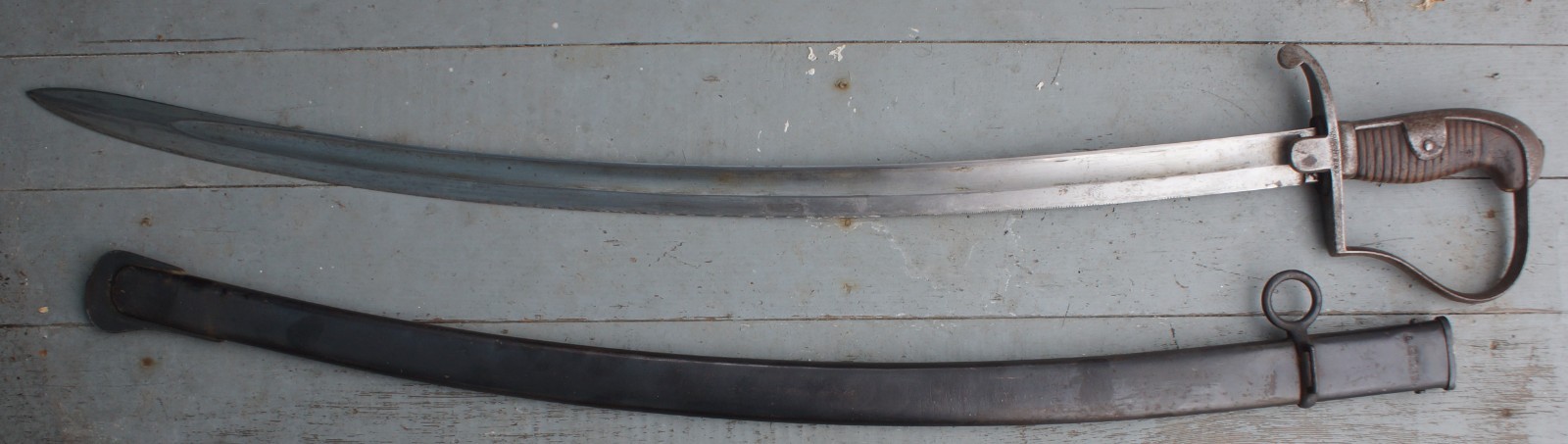 Imperial German Model 1873-1896 Artillery Saber w/ Scabbard Unit Marks FW HOLLER