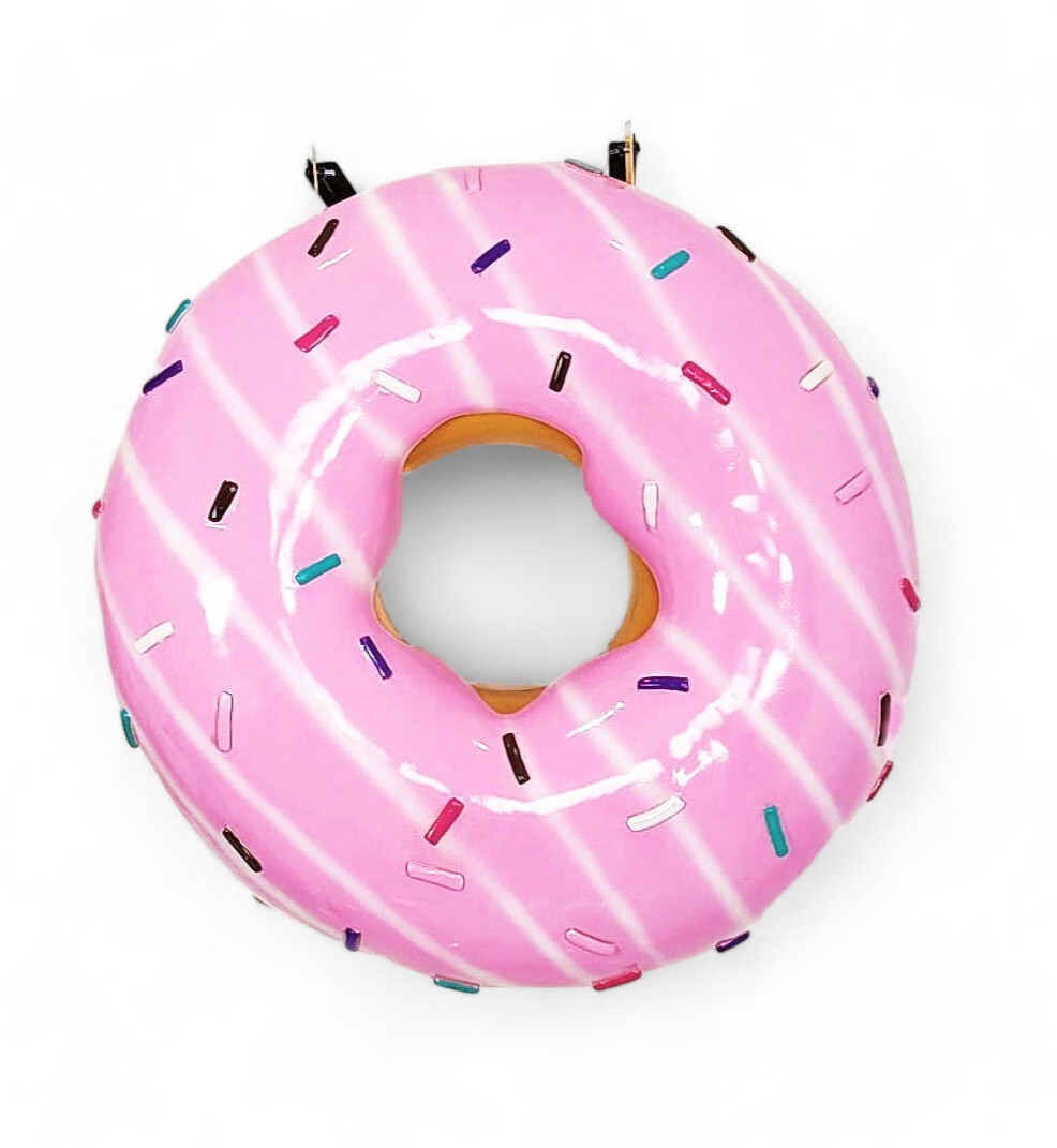 Donut Statue Large Sculpture Hanging Pink Donuts w/ Sprinkles Indoor & Out 30"