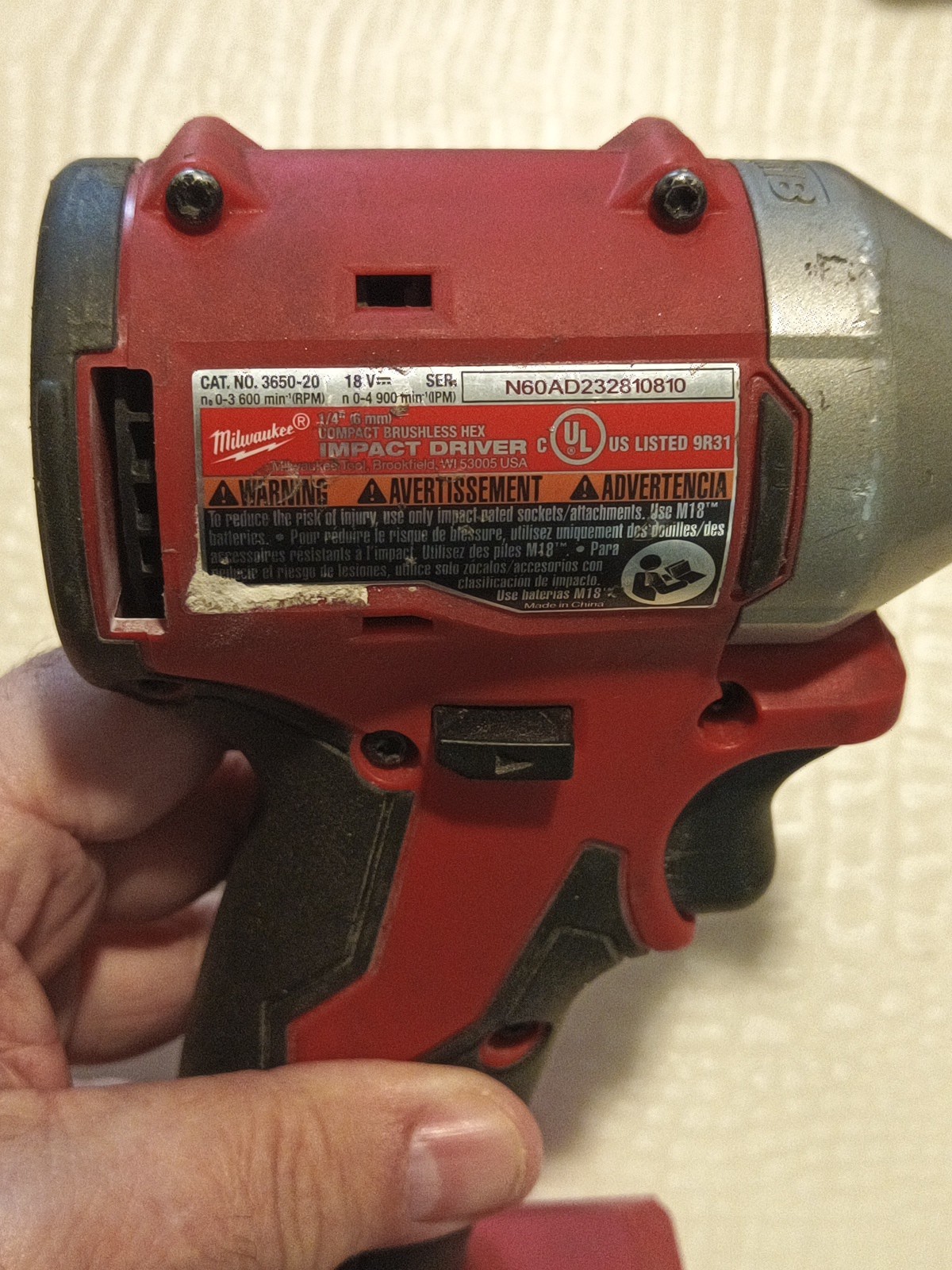 Milwaukee 3650-20 18V Brushless Cordless 1/4" Hex Compact Impact Driver Tool