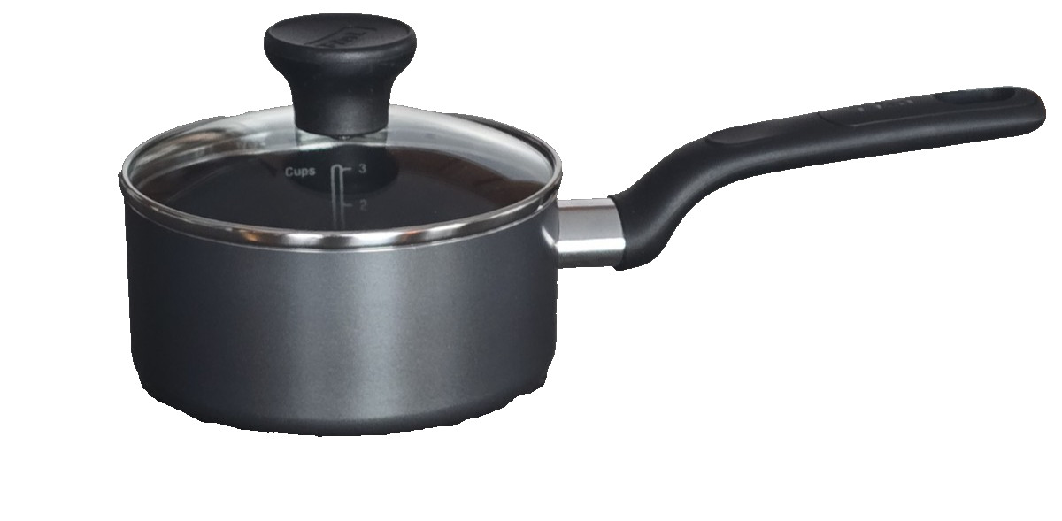 T-FAL ~ GREY ~ 2 Quart Covered Saucepan ~ Vented Lid ~ Measurement Markers