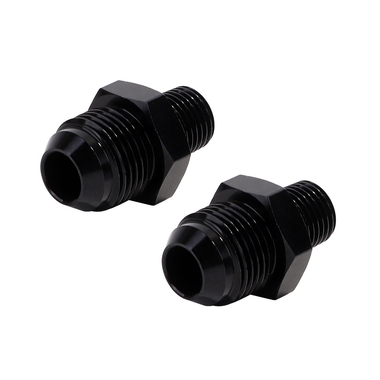 3/8" NPT to 6AN Fitting Male Straight Fittings Adapter Aluminum Black 2Pcs