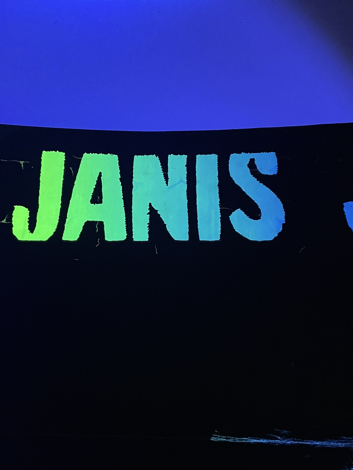 Janis Joplin Poster Vtg Psychedelic Blacklight Woodstock 33" x 21" Pin Up Hippie