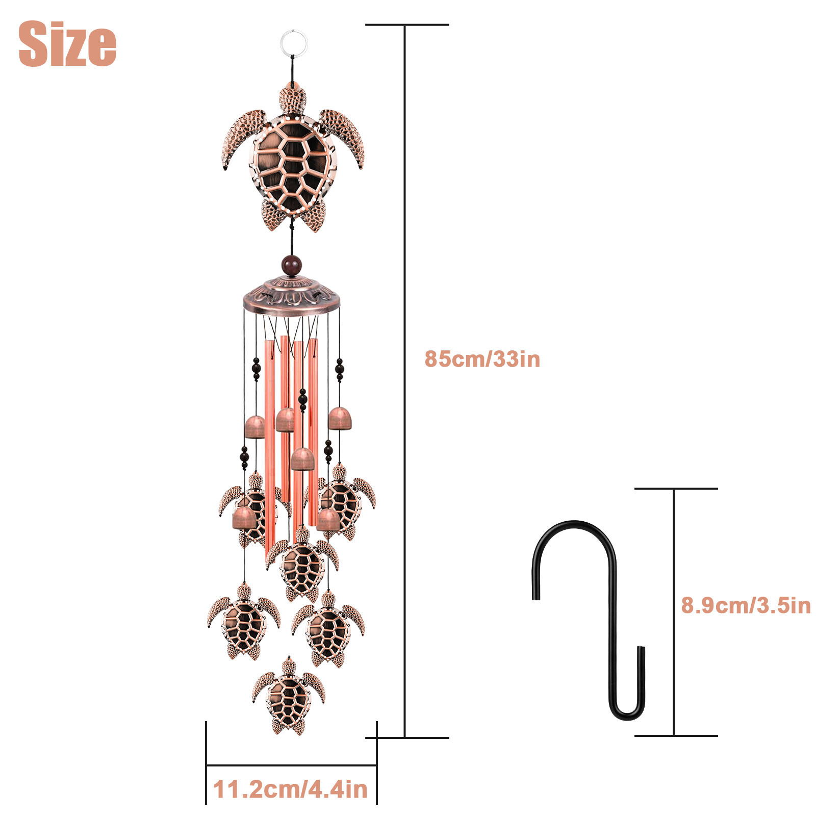 Animal Metal Wind Chimes, 4 Tubes Hanging Bells, Outdoor Garden Home Decor Gift