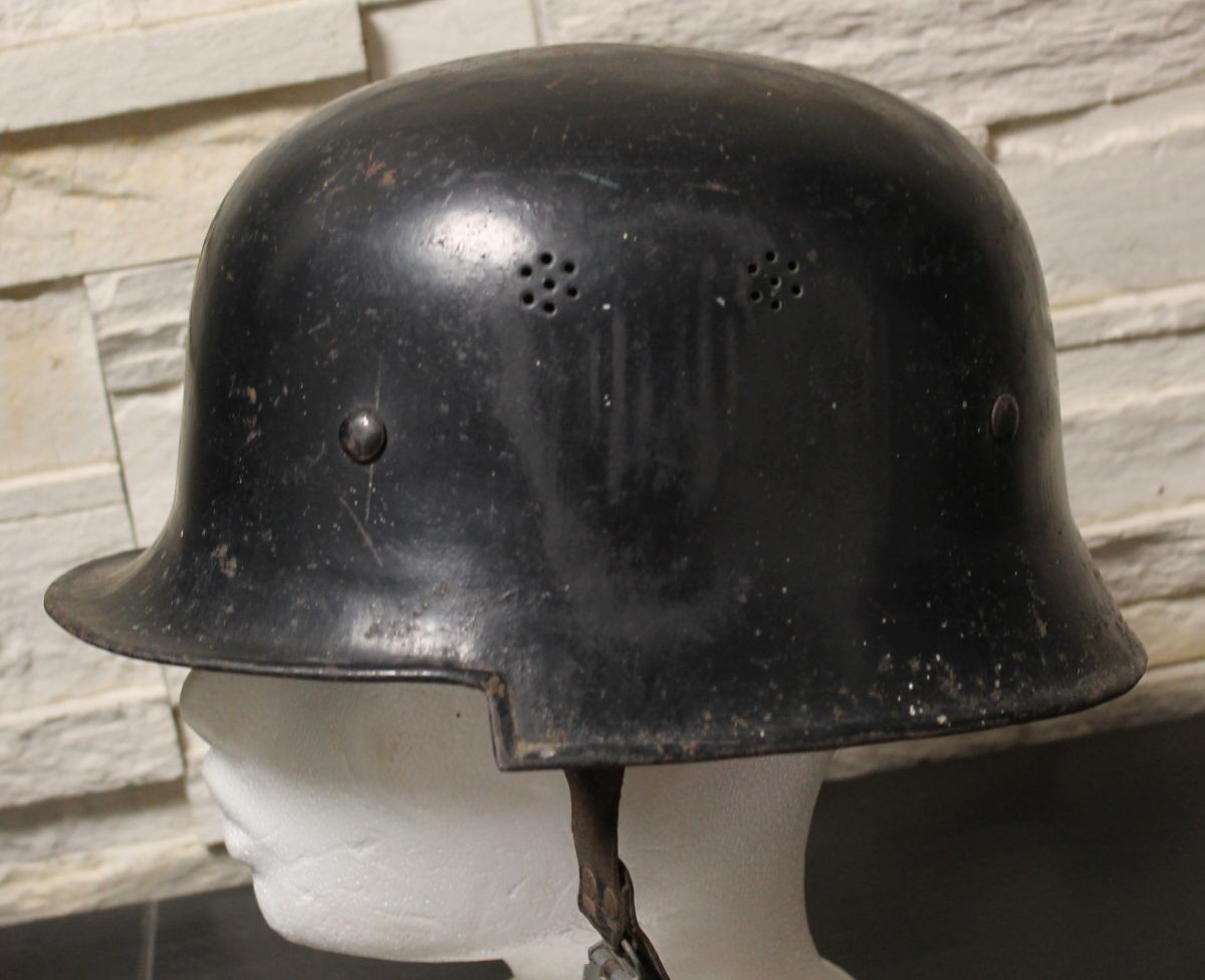 WW2 GERMAN STAHLHELM HELMET FSP M34 FIREFIGHTERS FIRE PROTECTION POLICE (a)