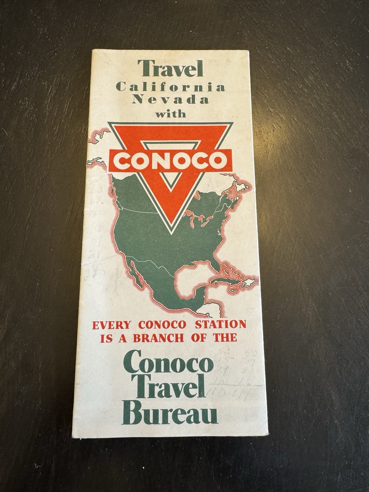 1936 Conoco Oil & Gas service station Travel Bureau California & Nevada map ----