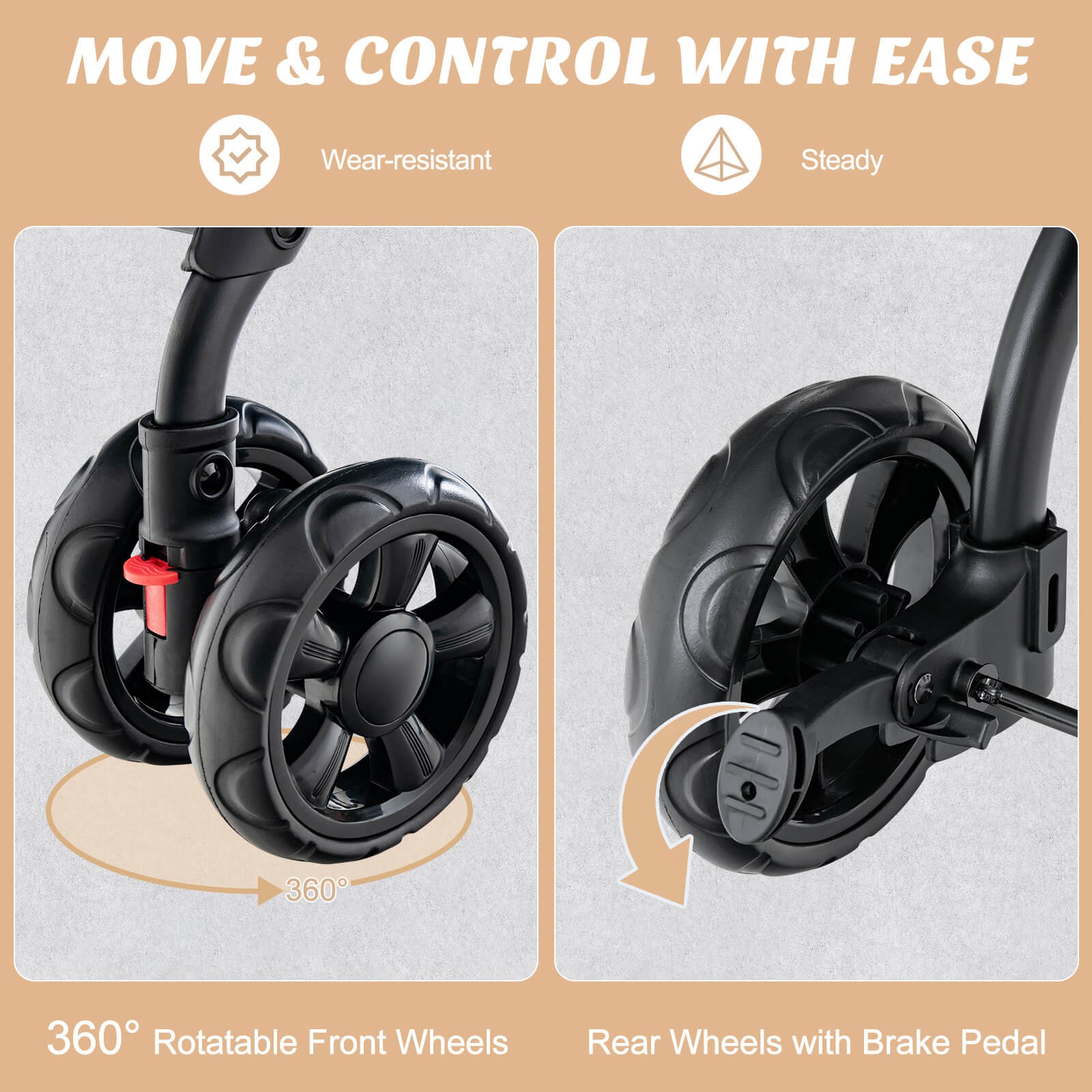 Double Pet Stroller for 2 Dogs or Cats w/ 2 Detachable Carriers Safety Belt