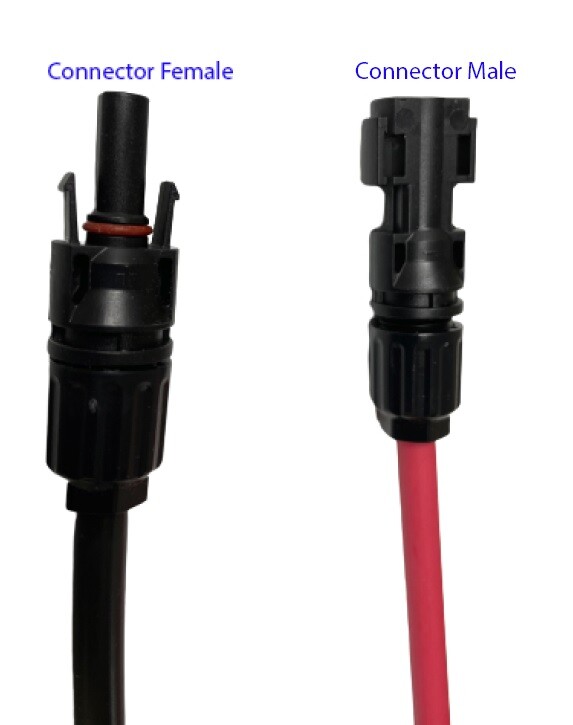 Pair Black+Red wires, Solar Panel wire 8 AWG with 2 Connectors,PT, UL listed
