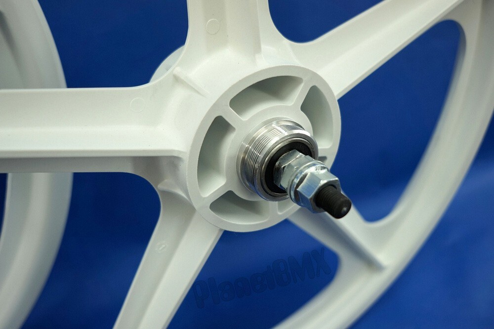 Skyway BMX 20" Tuff Wheels WHITE retro NEW wheelset sealed bearings 3/8 axles *