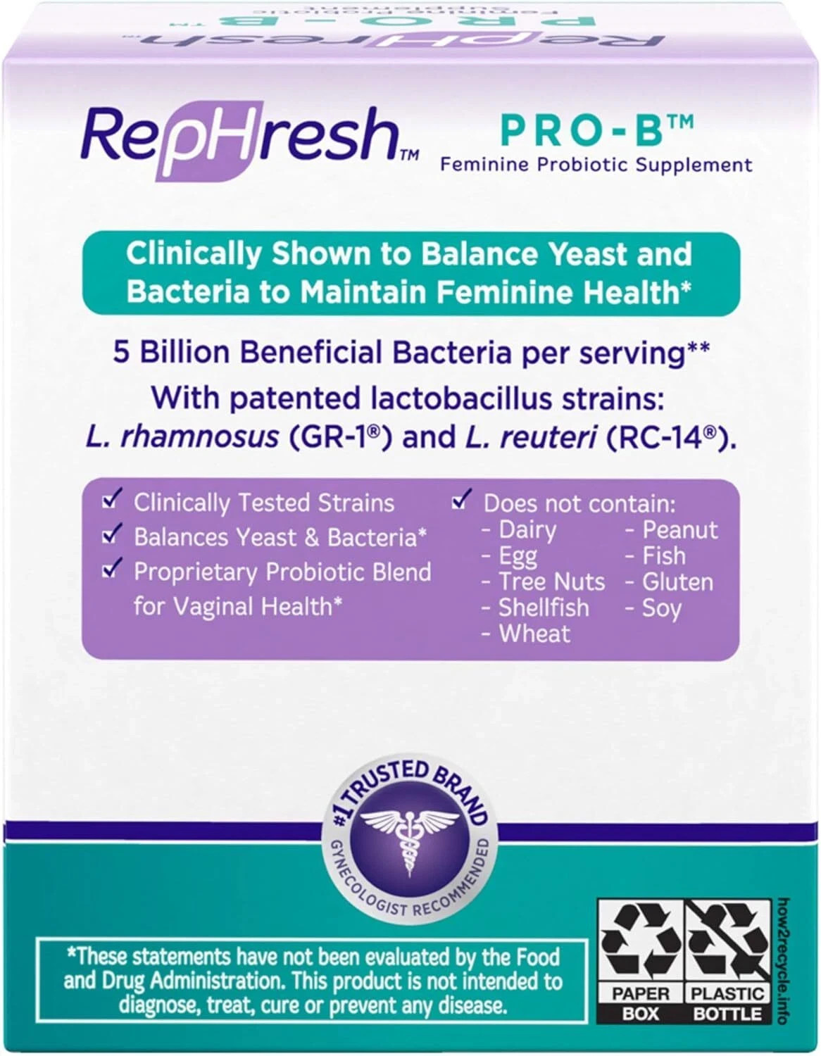 Rephresh Pro B Probiotic Feminine Supplement Ph Balance Yeast Bacteria Infection