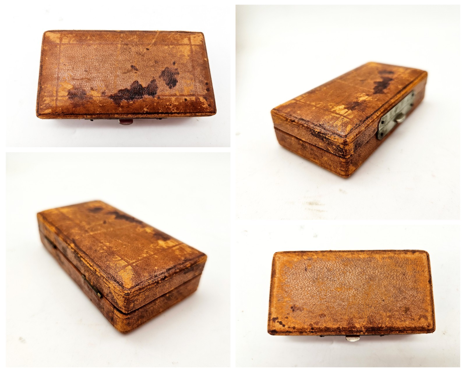 Antique Medical Surgical Glass Metal Syringe Hypodermic Leather Case Set Needle