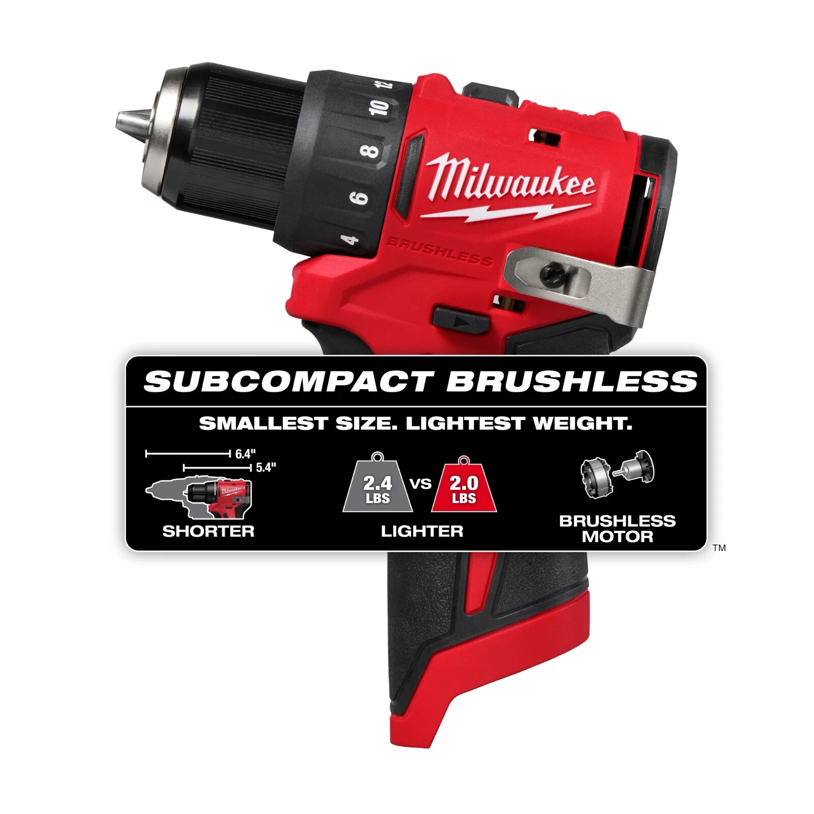 Milwaukee 3401-20 M12 12V 3/8" Subcompact Brushless Drill/Driver - Tool Only