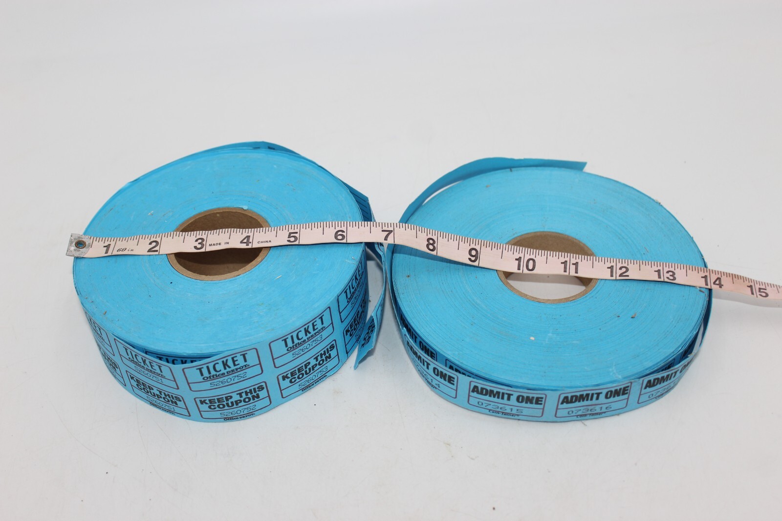 Admit One Ticket 2 Rolls Drawing Keep Coupon Carnival Fair Festival Raffle BLUE